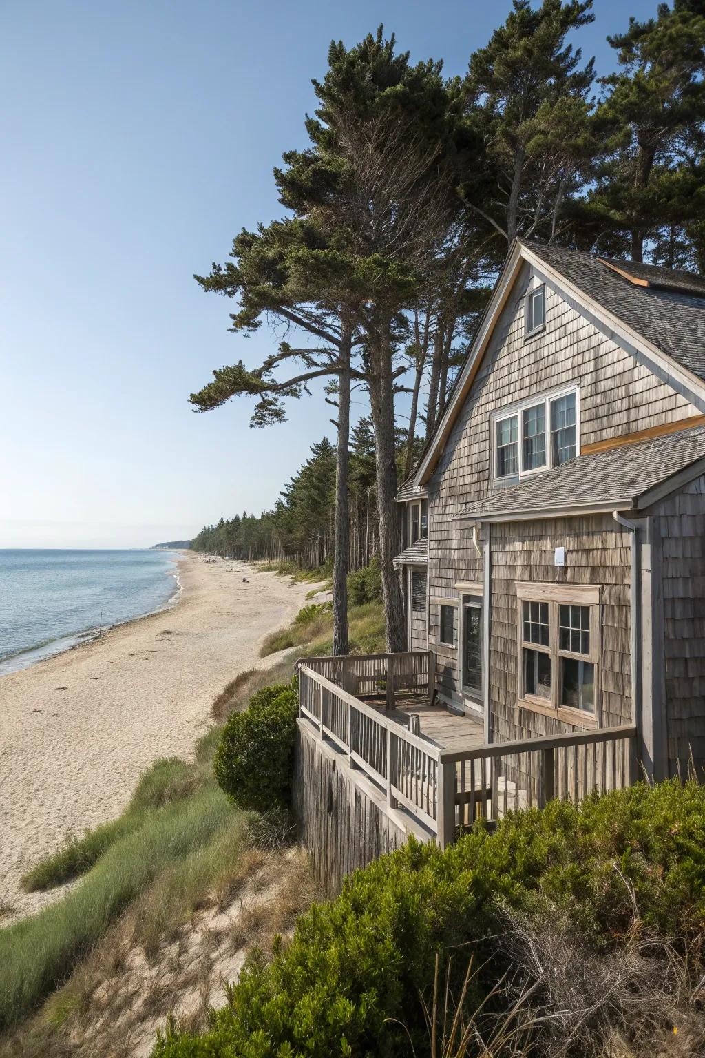 Seashore shingle siding emanates a comforting, beach-inspired allure.