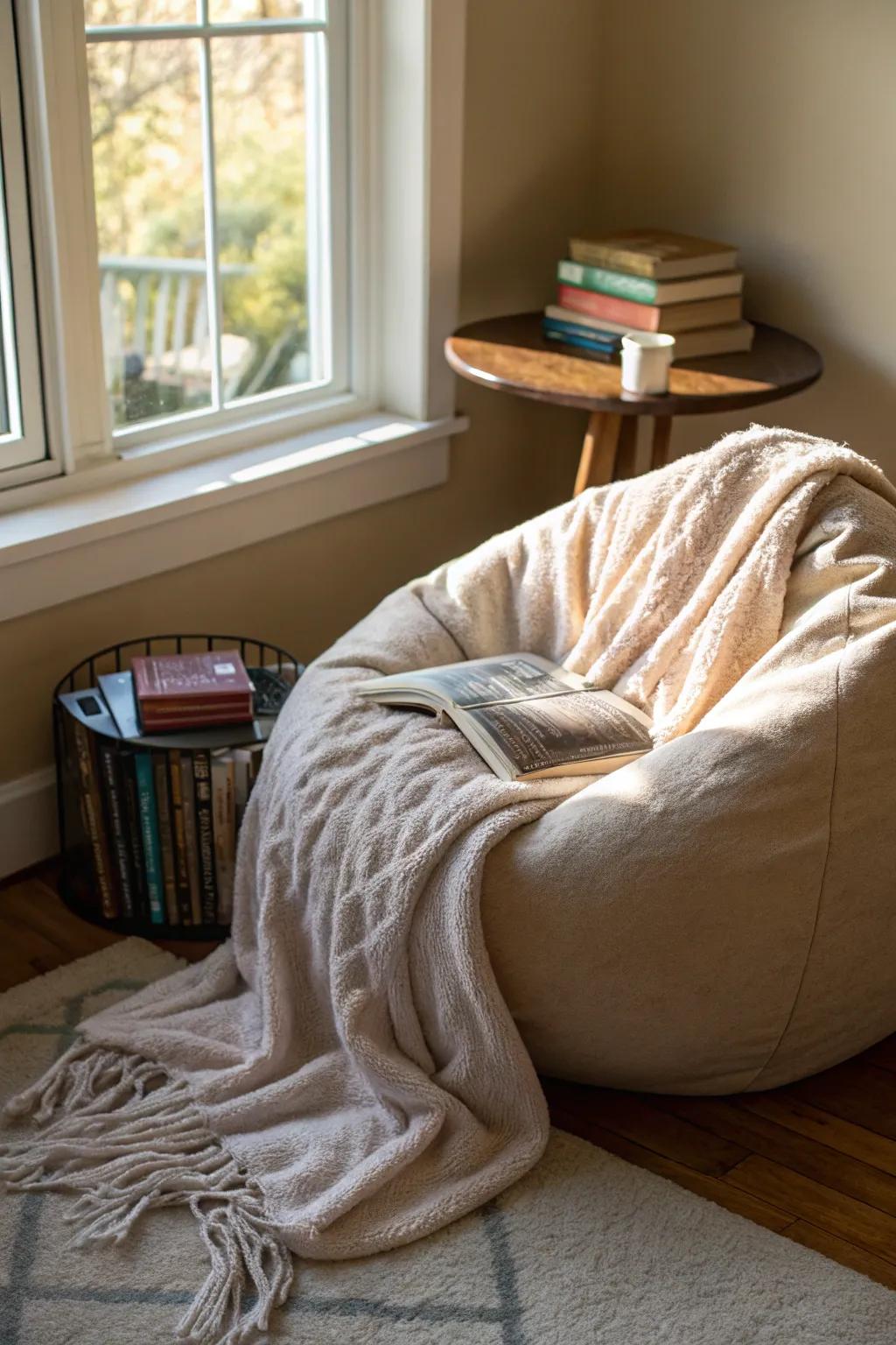 A cozy corner with a lounger ideal for relaxing.