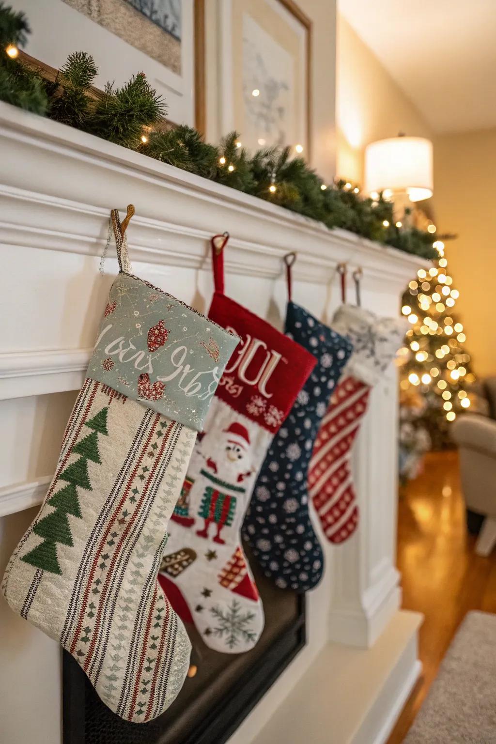 Personalized stockings prepared for surprises.