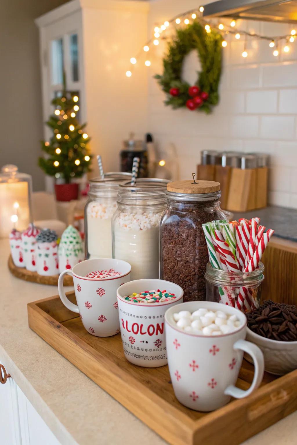 A warm cocoa corner constitutes a snug addition to the kitchen.