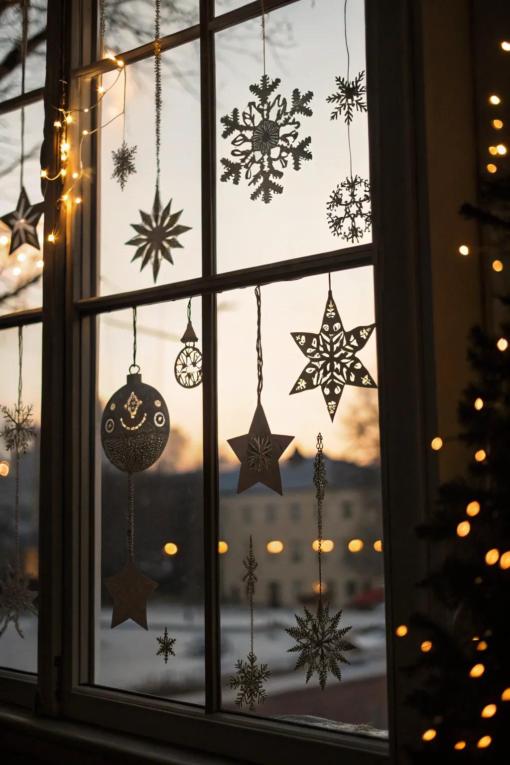 Silhouette decorations add a whimsical touch when backlit by lights.