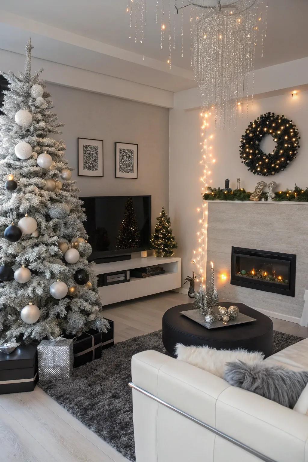 Chromatic illusion achieved through polished holiday decorations.