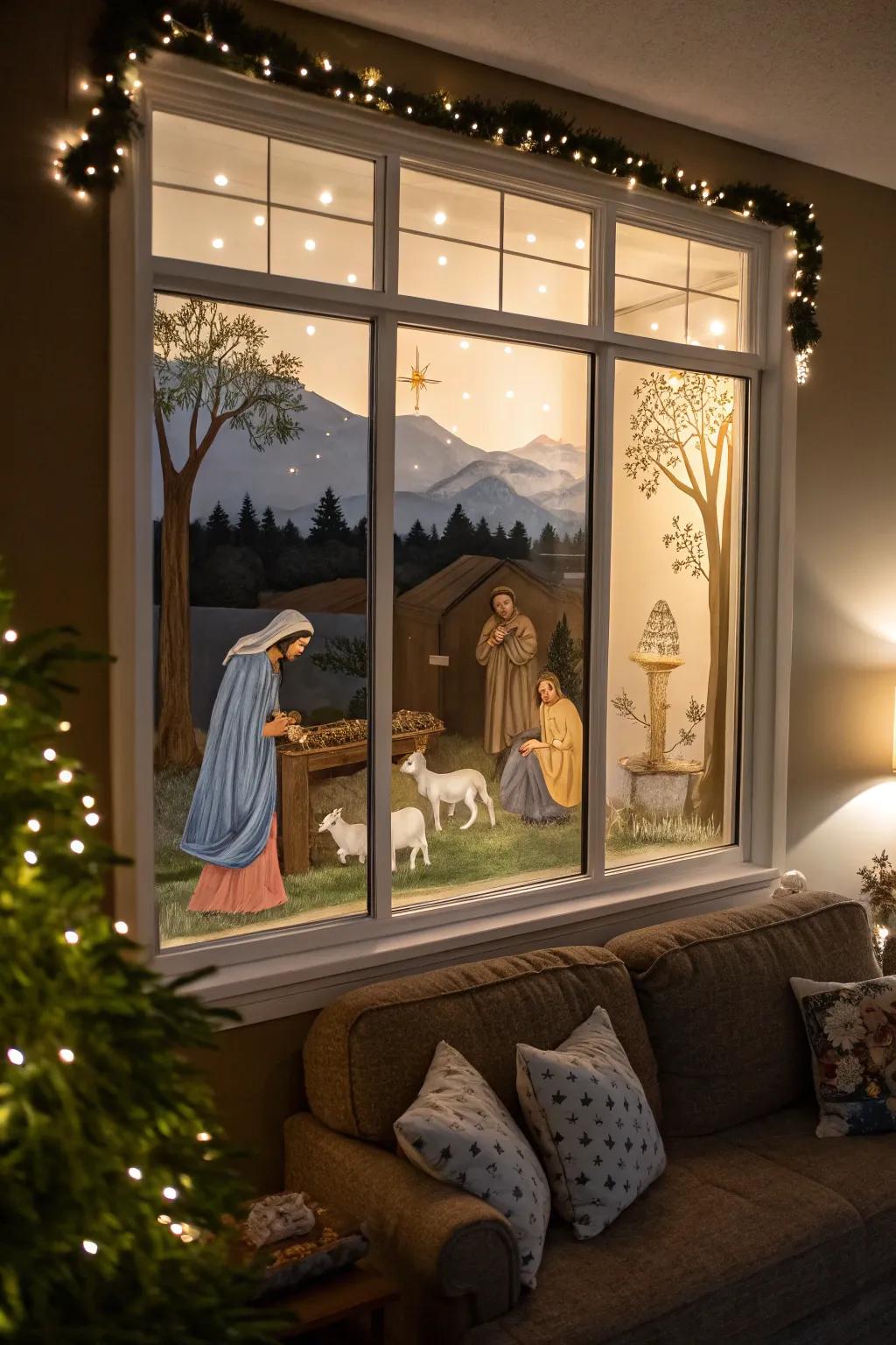 Commemorate the spirit of Christmas through a nativity tableau.