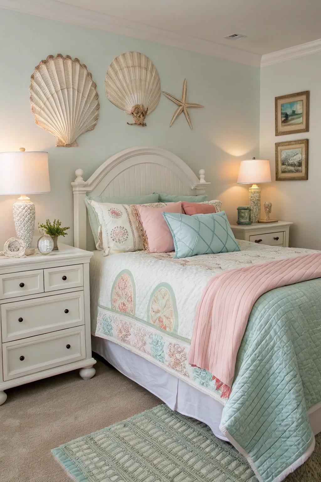 Whitewashed furniture pairs beautifully with coastal bedding.