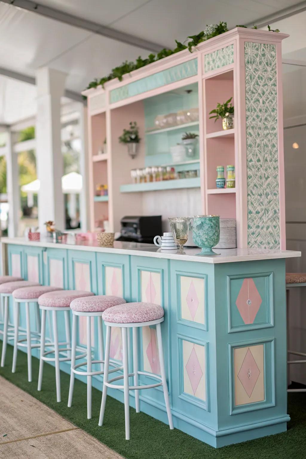 A coordinated coffee bar enriching the broader room setting.