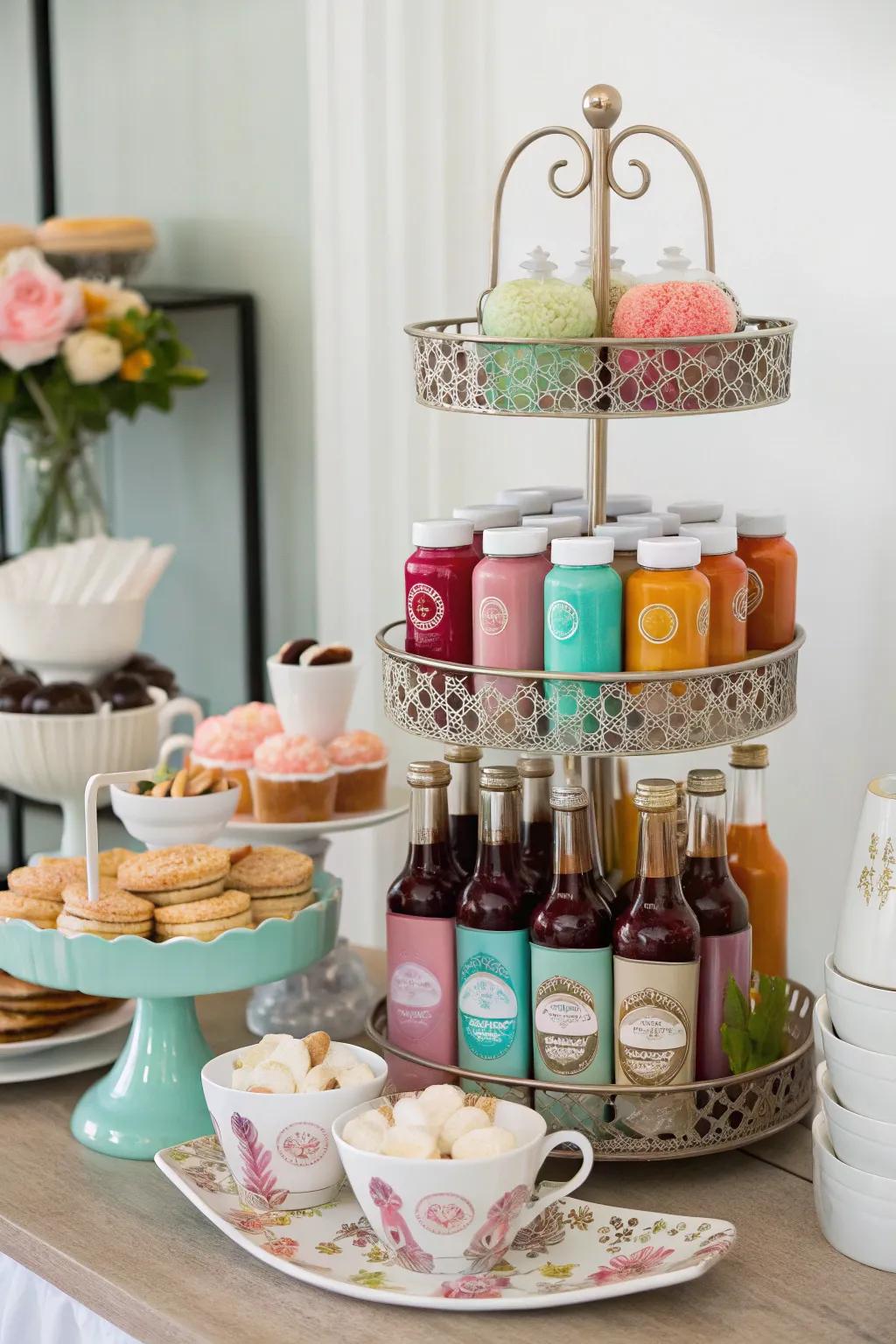 Tiered stands efficiently organize your coffee essentials.