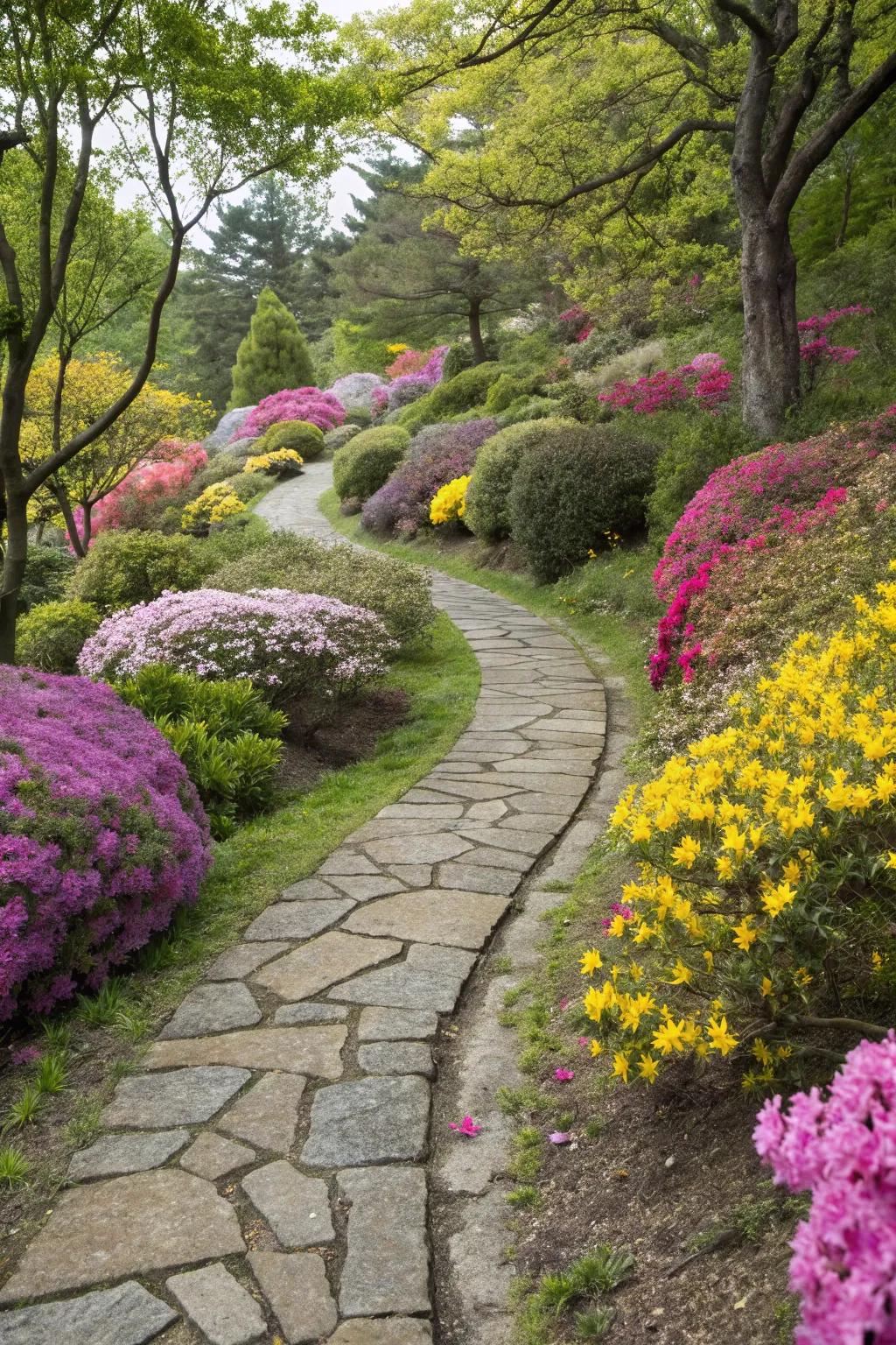 Garden walkways add charm and arrangement.
