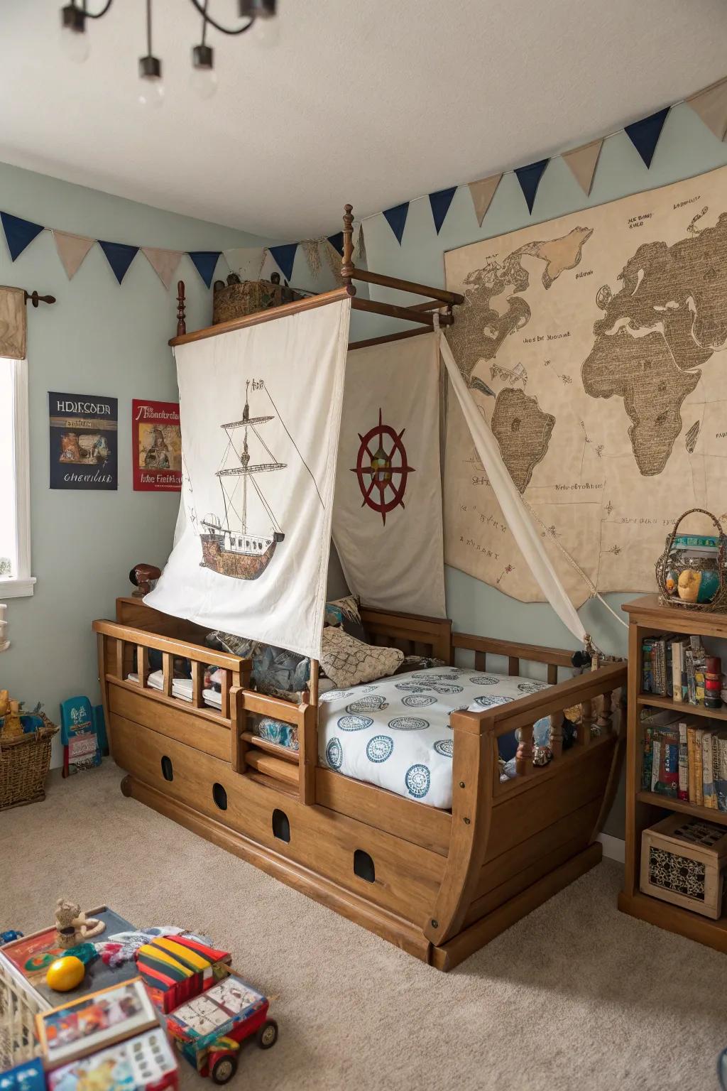 A pirate ship bed turns sleeping into an adventure.
