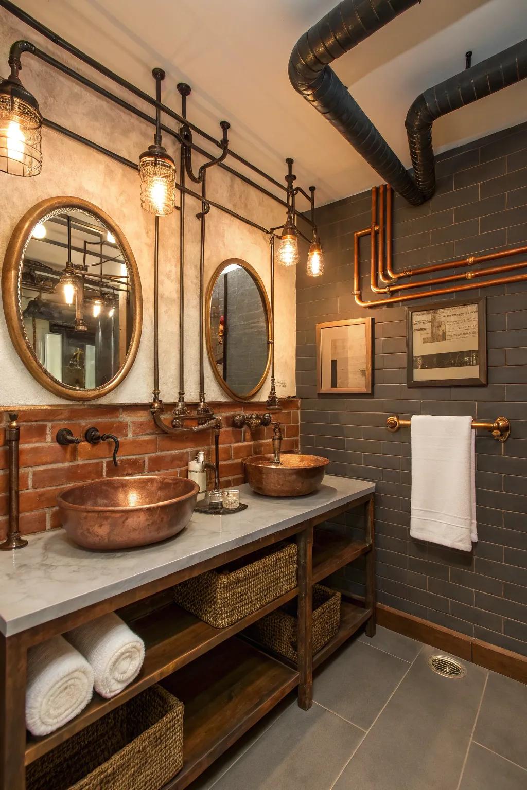 Copper is perfectly paired with rustic details for a unique look.