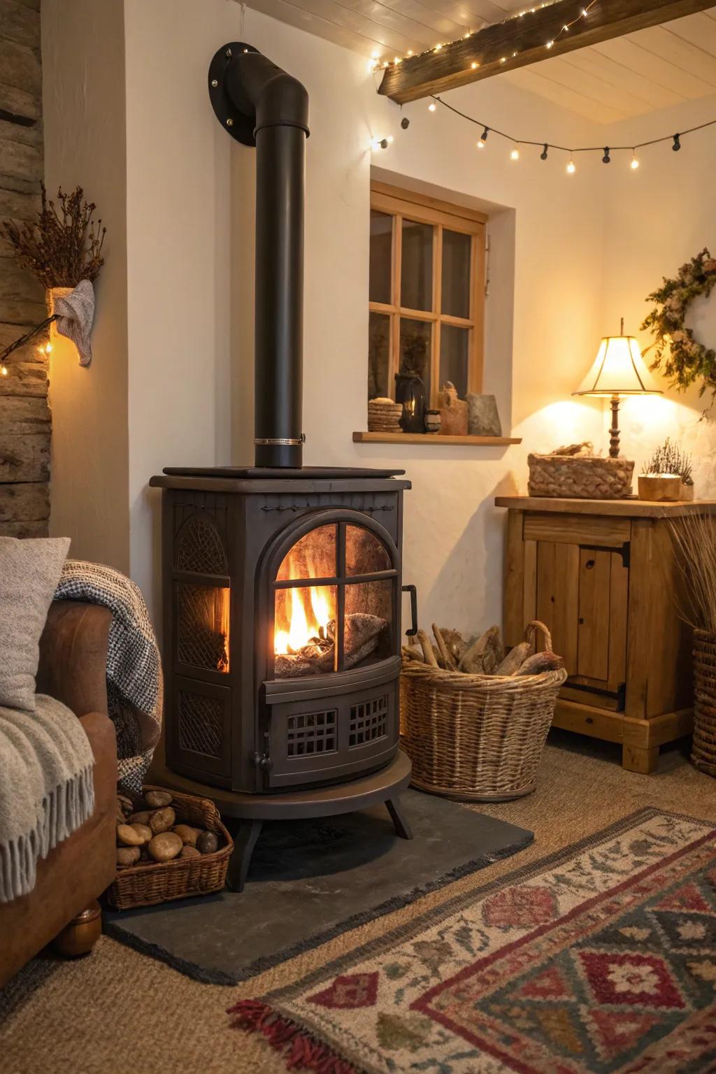 Cozy lighting enhances the heat from your firebox.