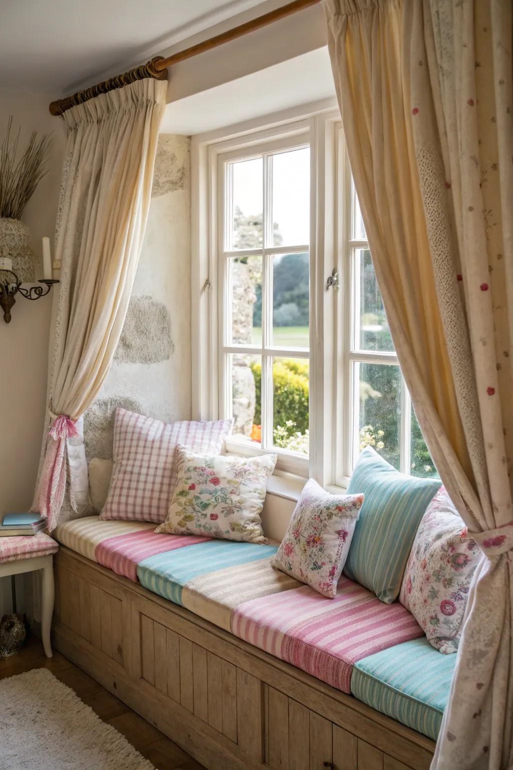 A snug window nook is ideal for unwinding and enjoying the scenery.