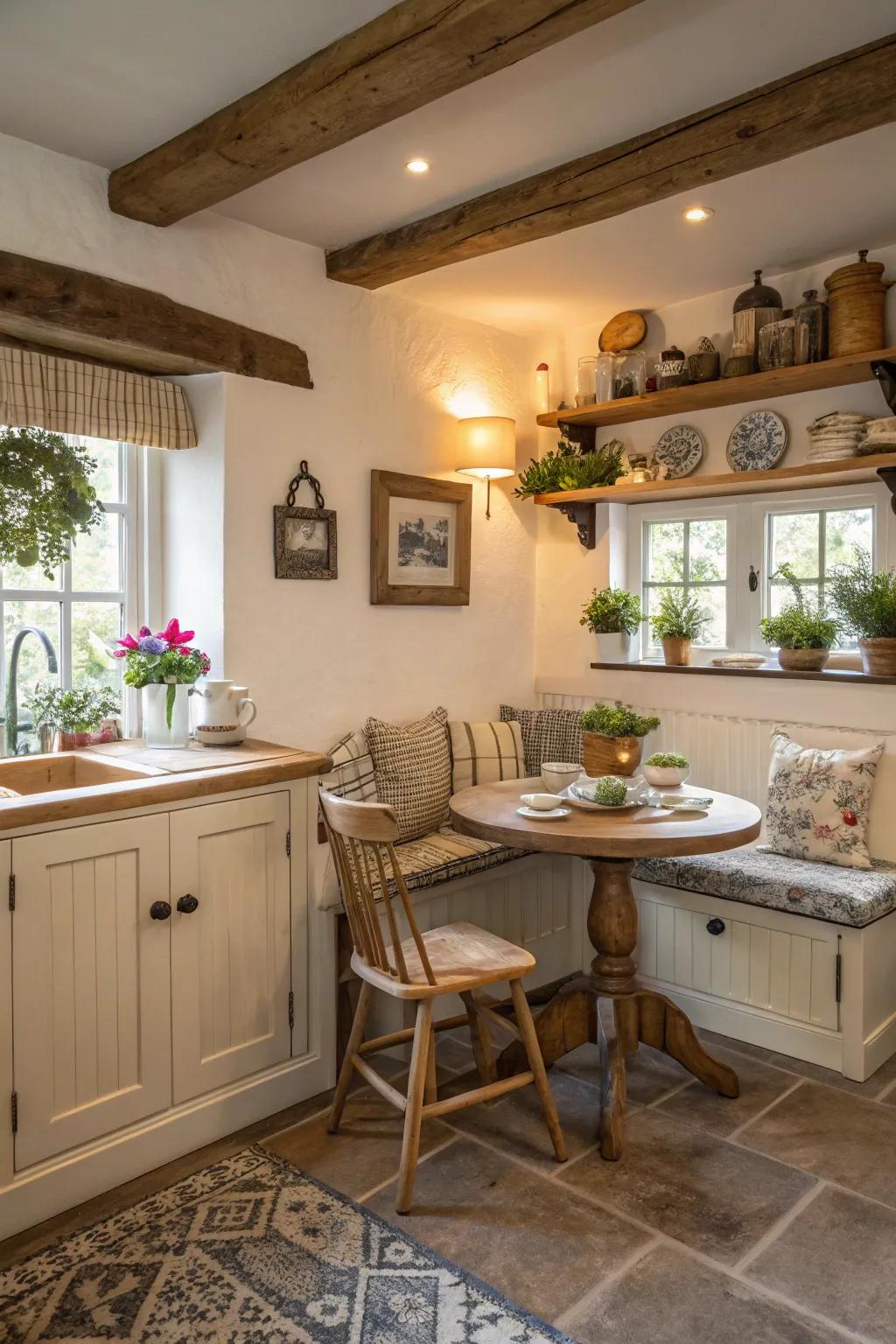 A comfortable morning meal corner is ideal for relaxed mornings.