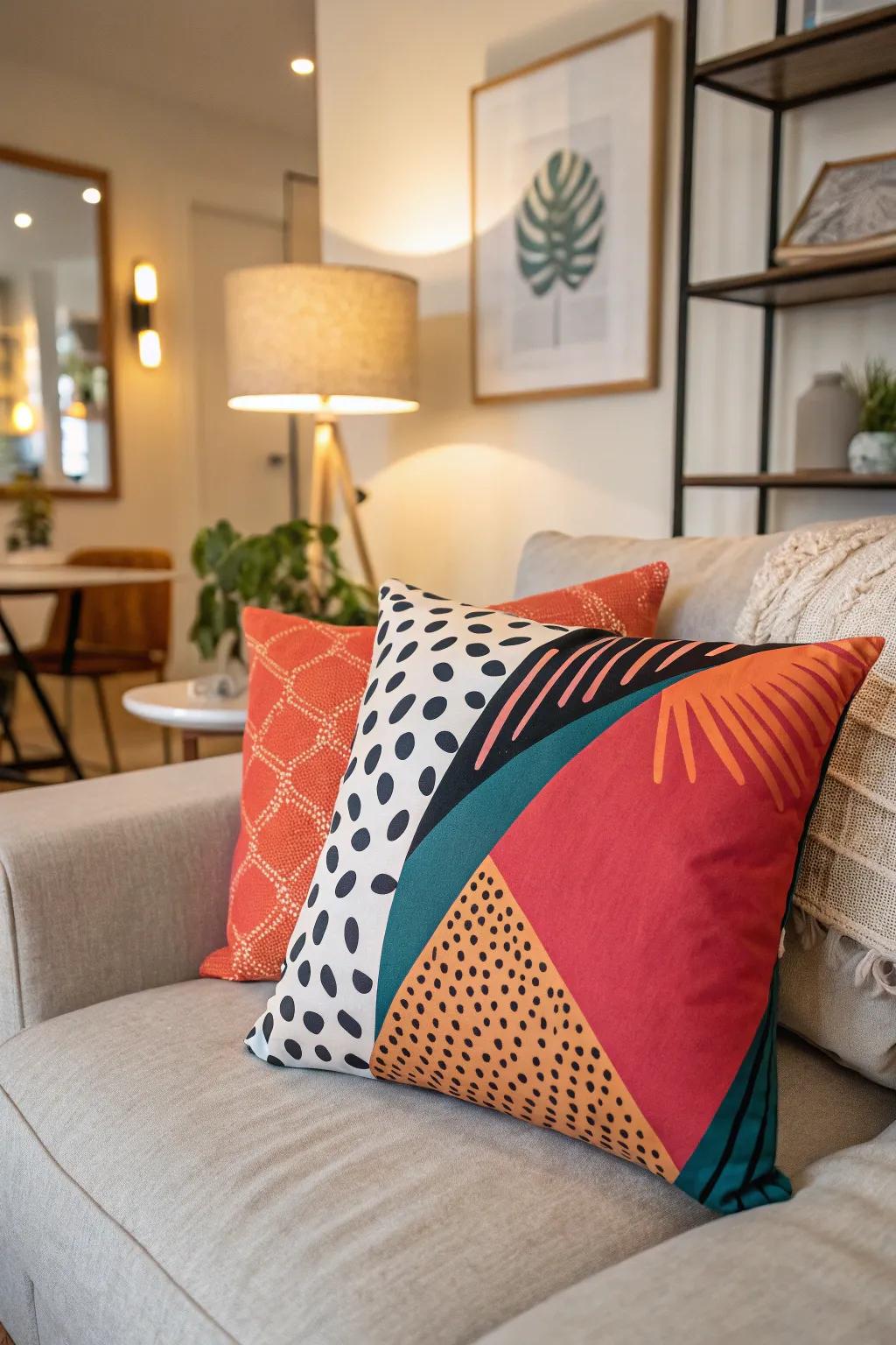 A statement cushion acts as a stunning focal point.