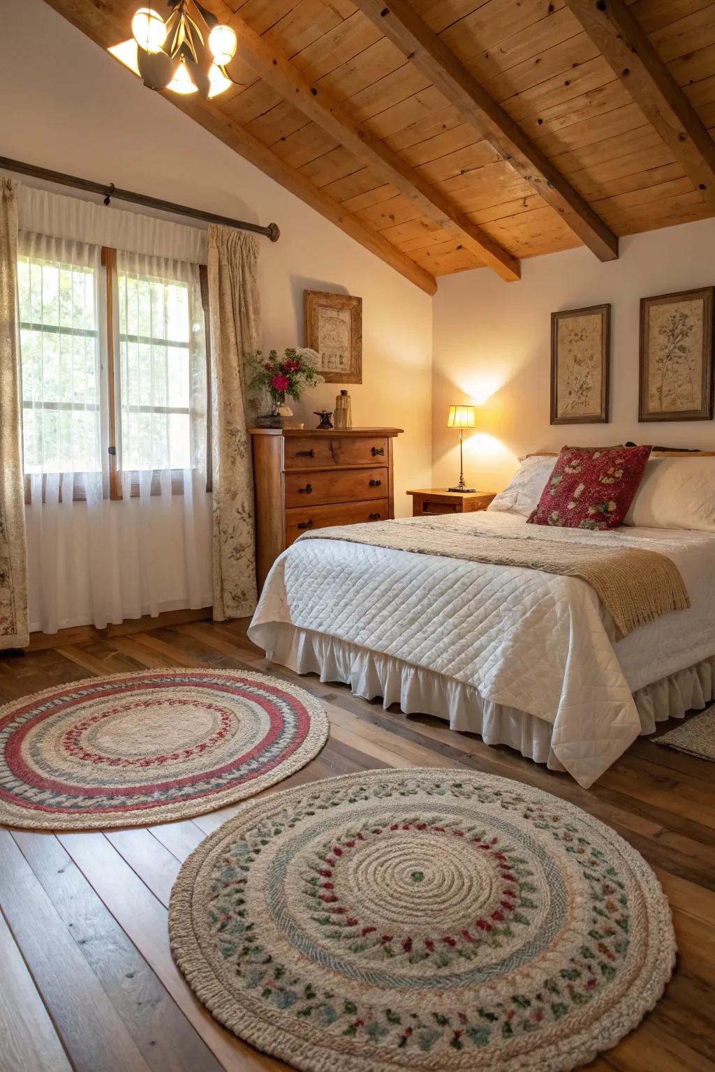 Warm and textural floor coverings.