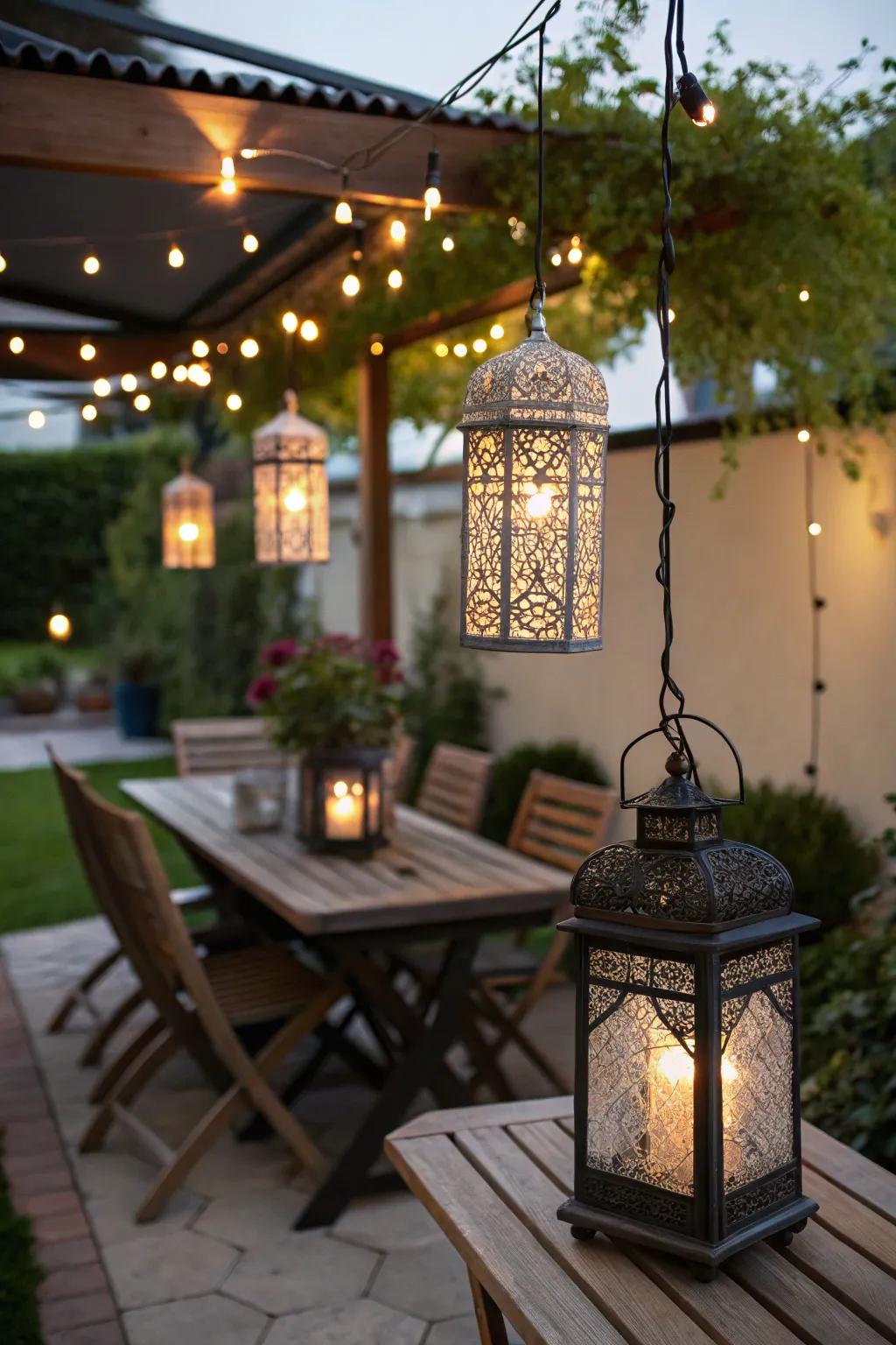 Lights add charm and ambiance to your patio.