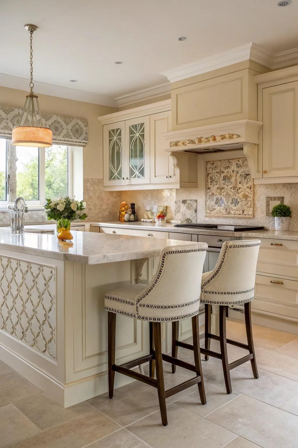 Decorative touches impart distinctive charm.