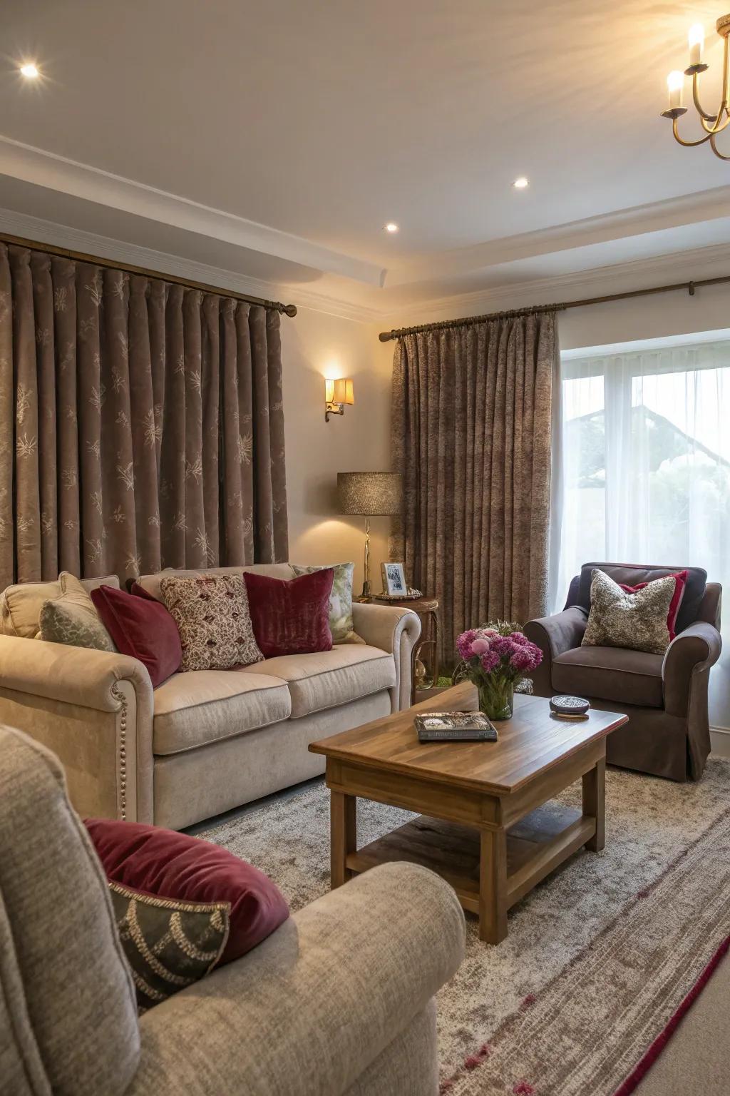 Textured window coverings lend warmth and luxury to your decor.