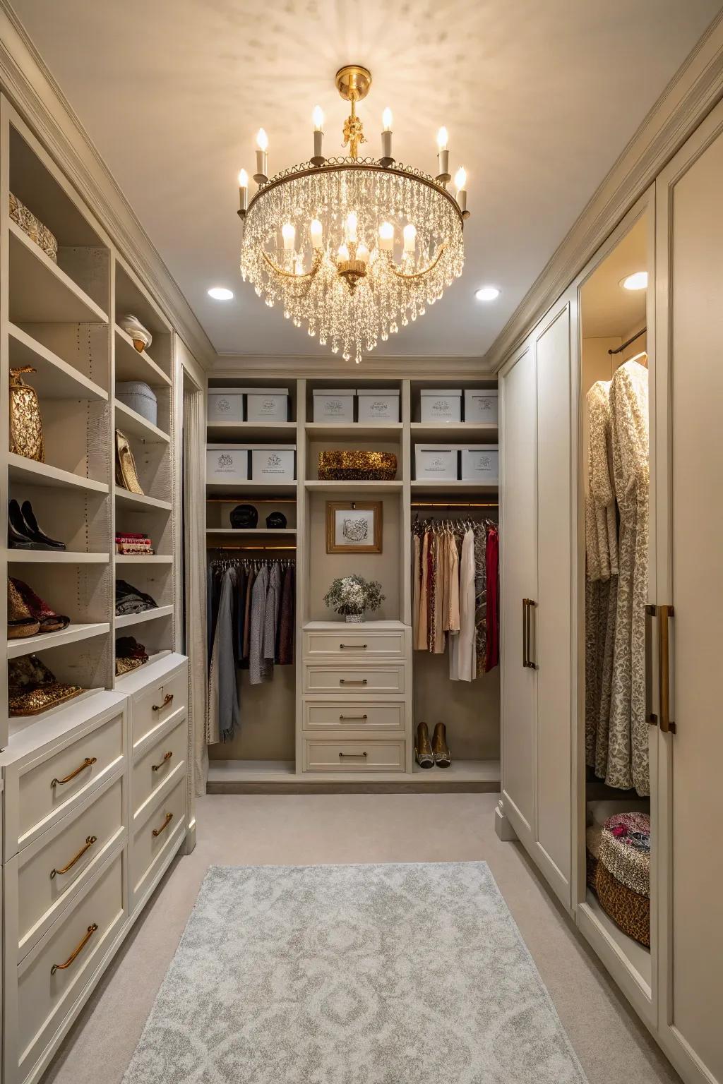 Personalize your closet using distinctive decor elements.