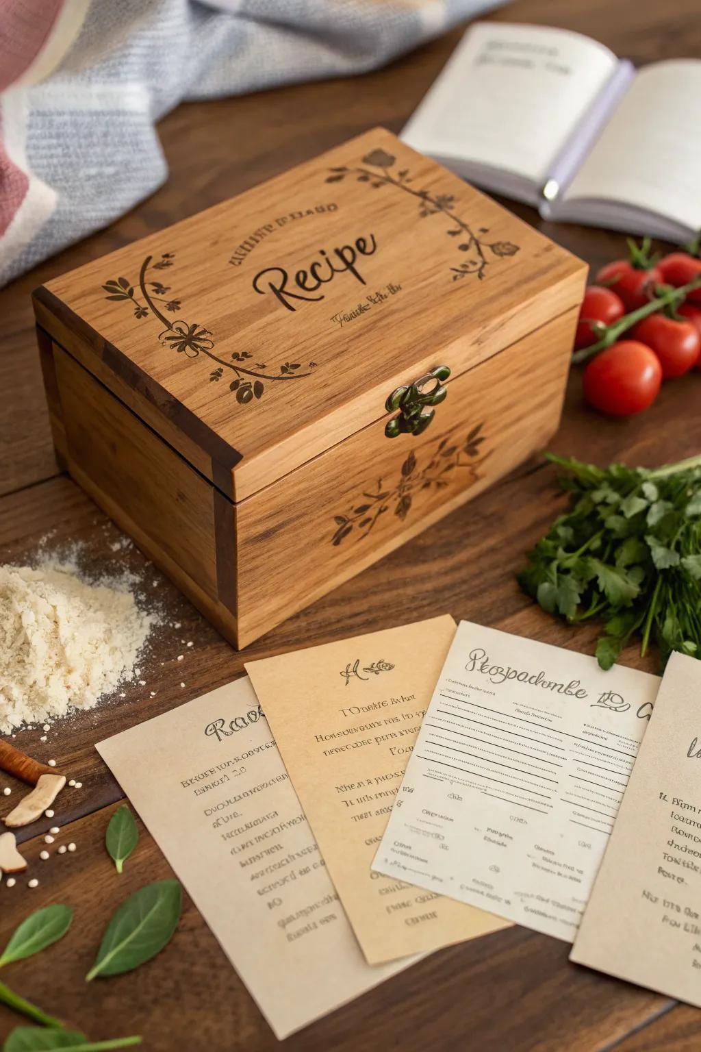 A custom recipe box to preserve culinary traditions.