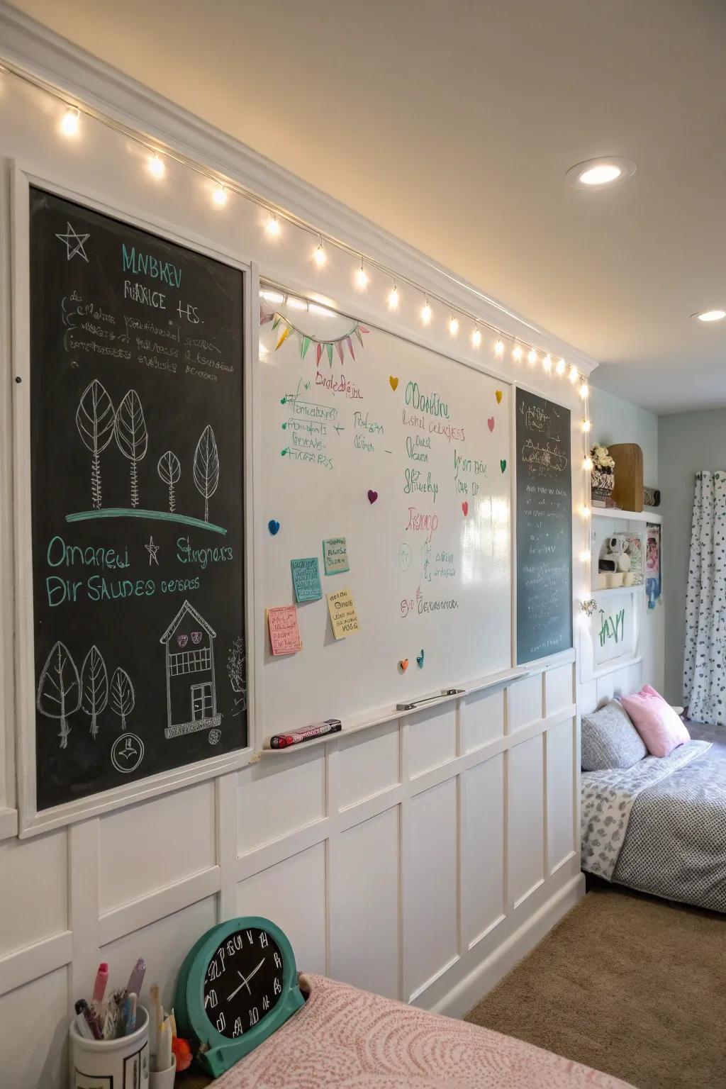 Combine styles with an elegant chalkboard and whiteboard mix.