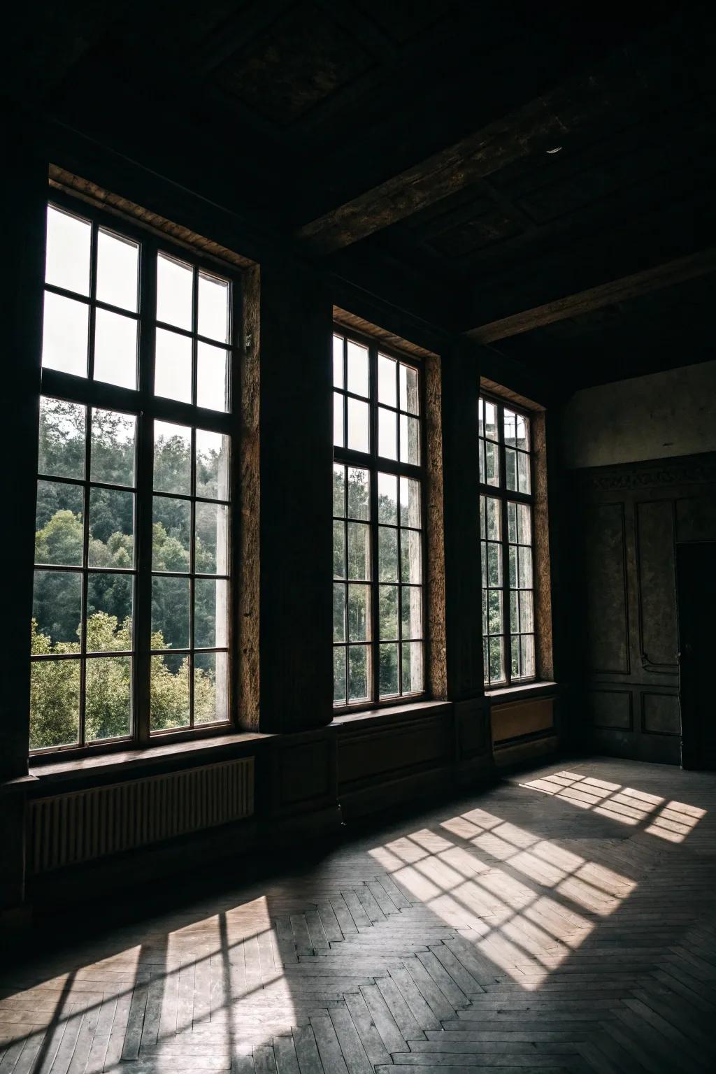 A space with expansive panes allowing natural light to enter.