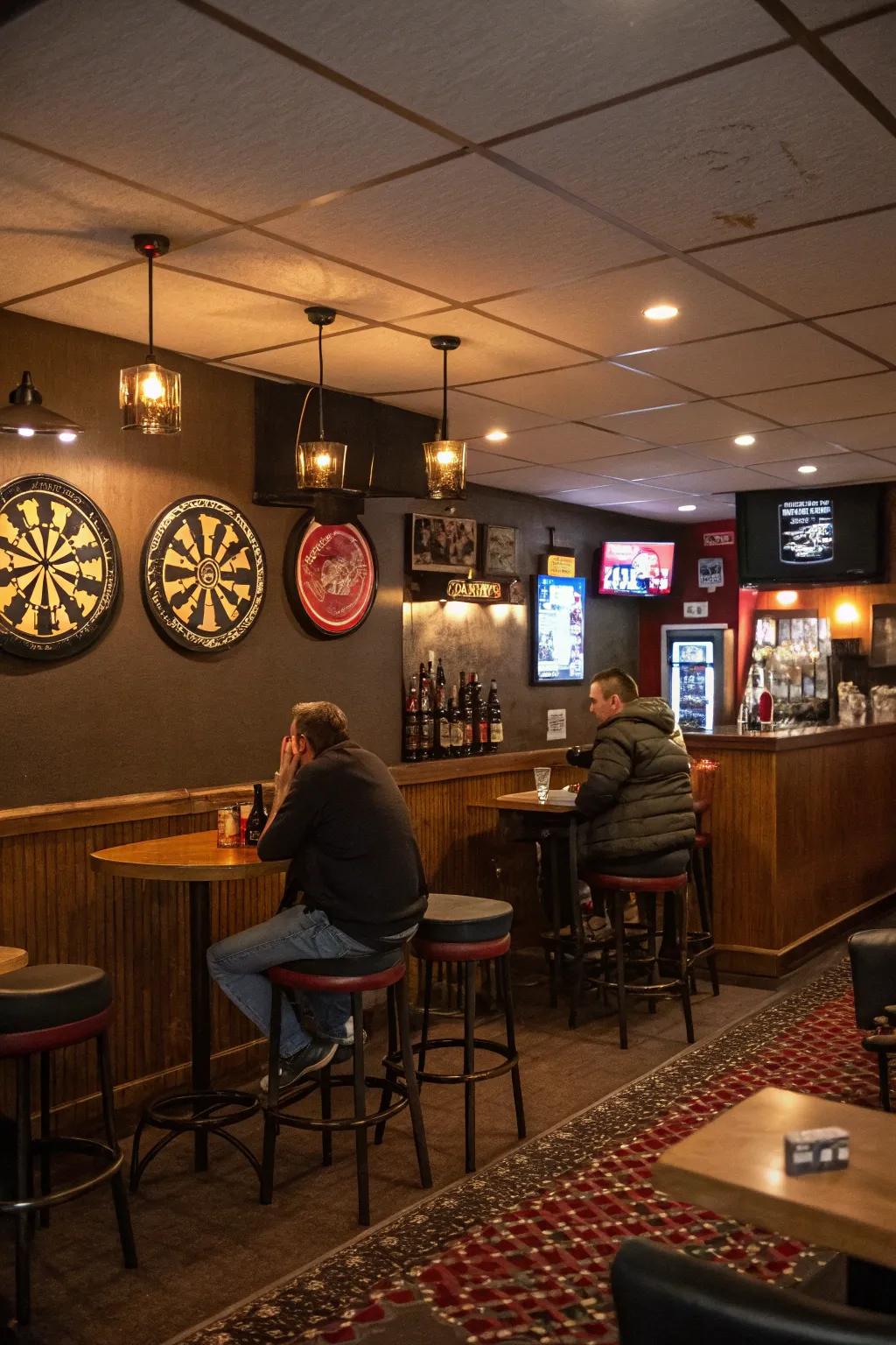 Bring the excitement of a sports bar home with a classy seating area.