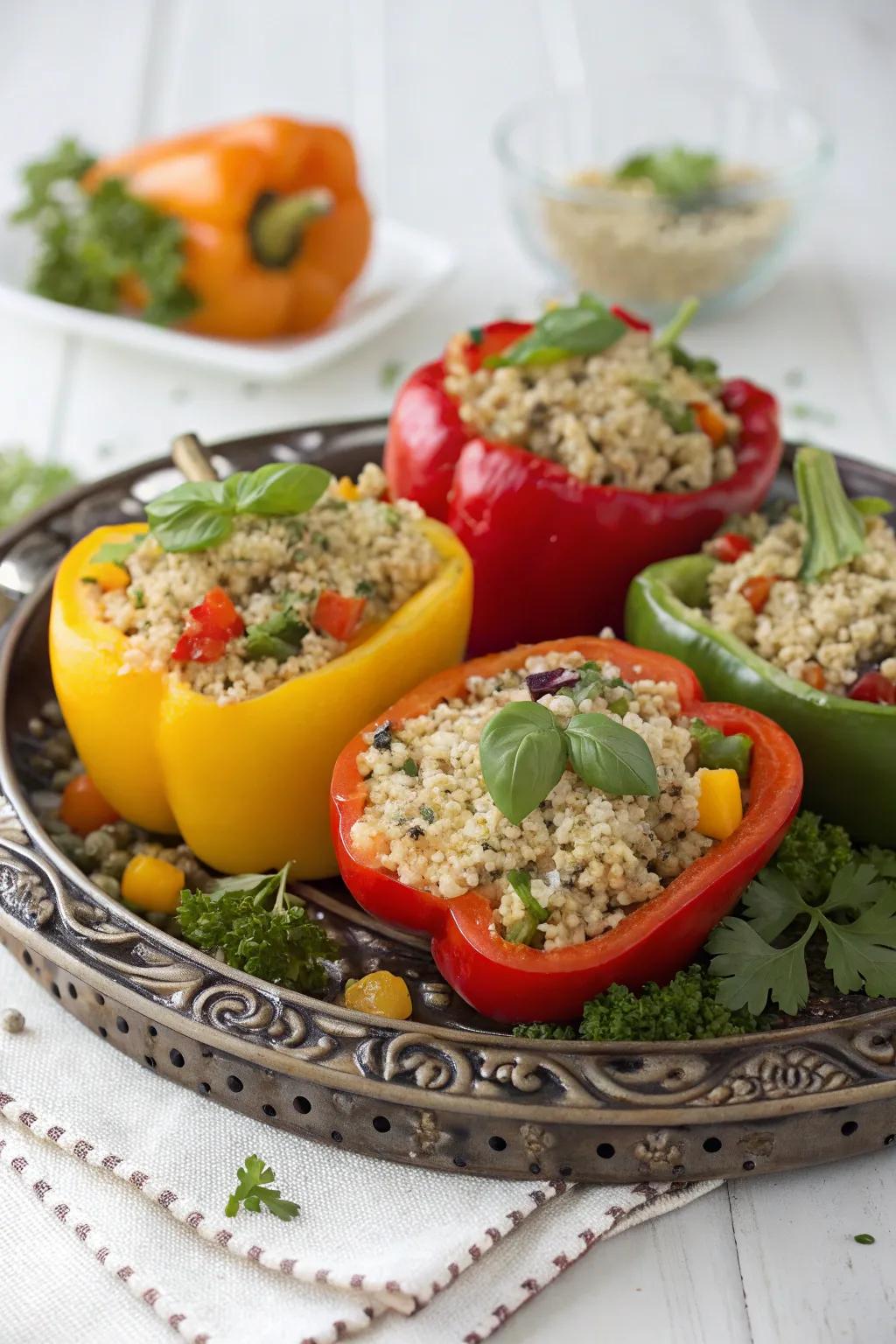 Celebratory packed peppers, a brightly colored and nutritious holiday dish.