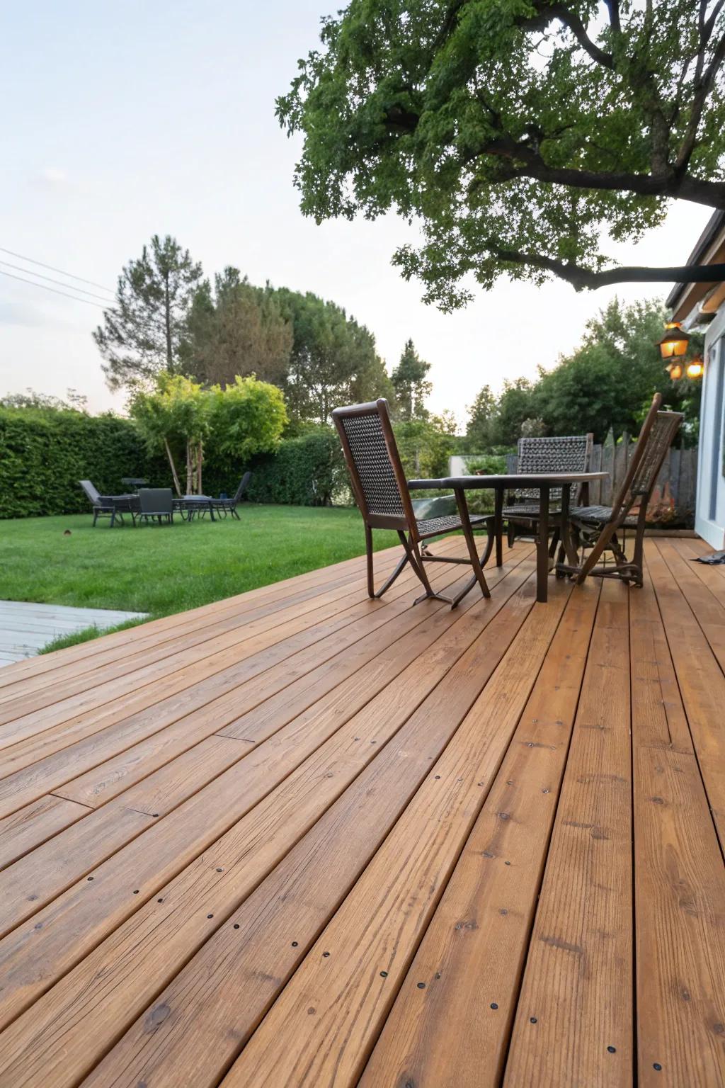 Unstained timber finish decks showcase the original beauty of the wood.