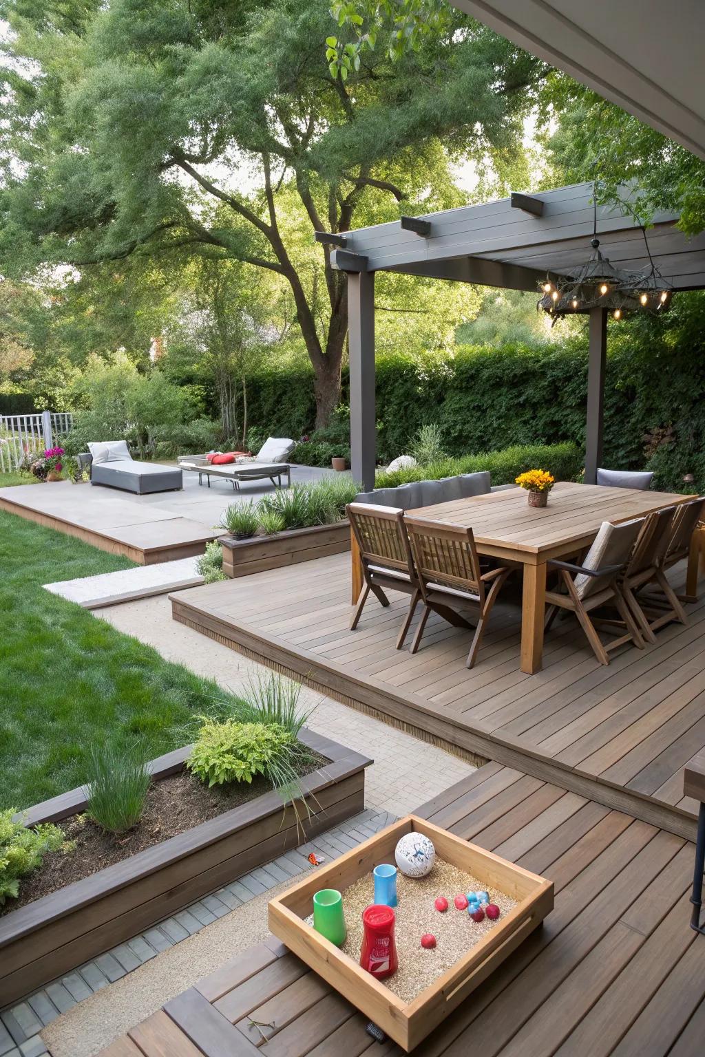 Activity spaces enhance the functionality of your deck.