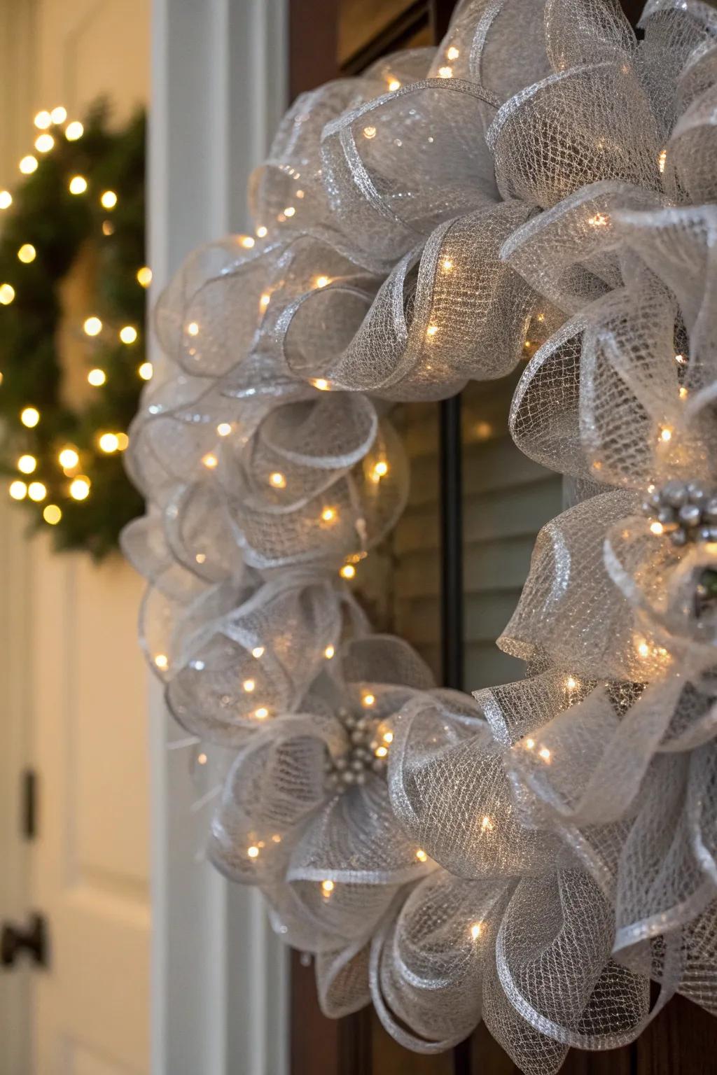 Metallic accents enhance the elegance of this fall wreath.