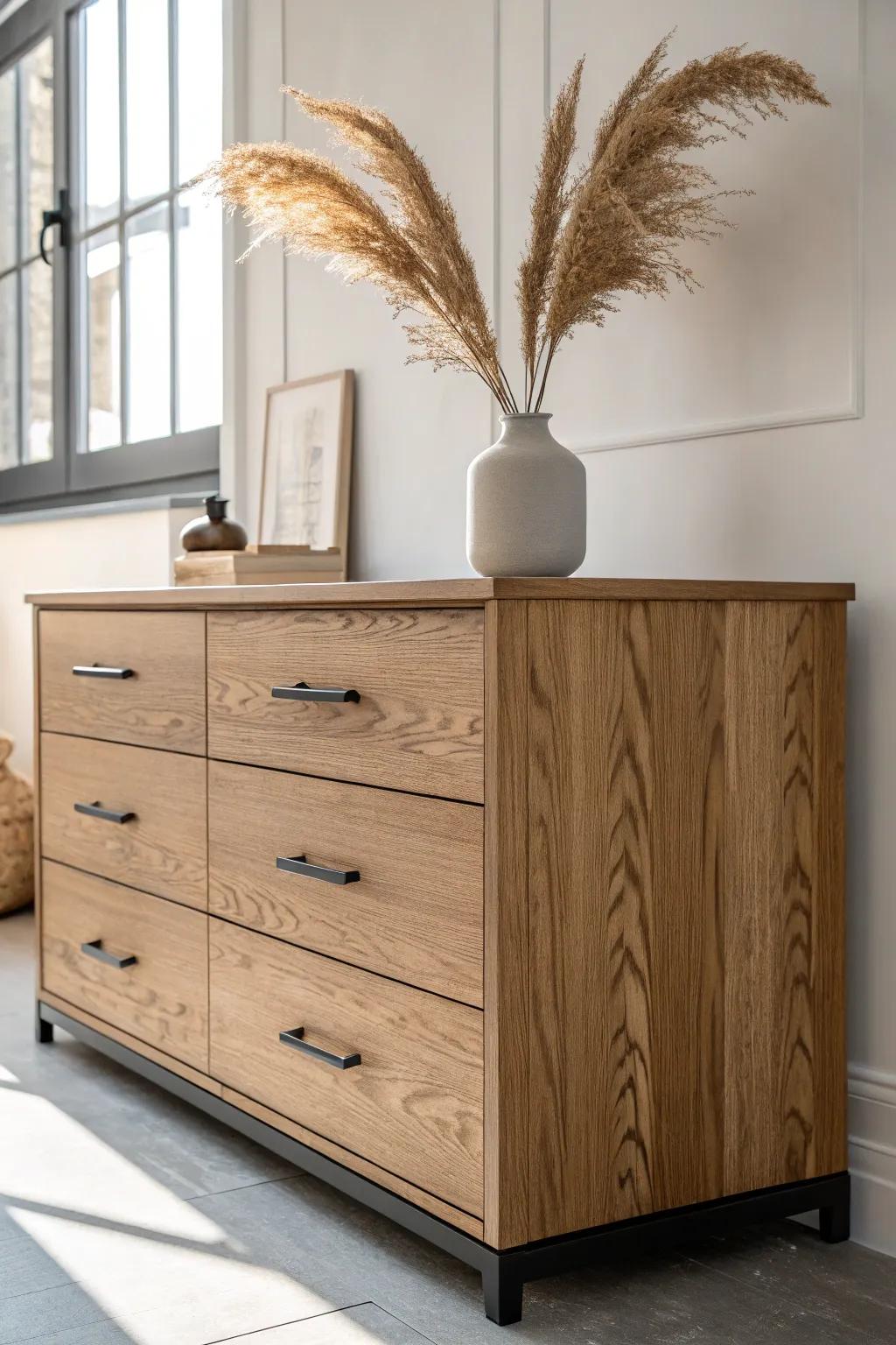 Elevate your space with this blended material design&mdash;a perfect mix of natural wood and sleek metal for the ultimate boho-chic statement.