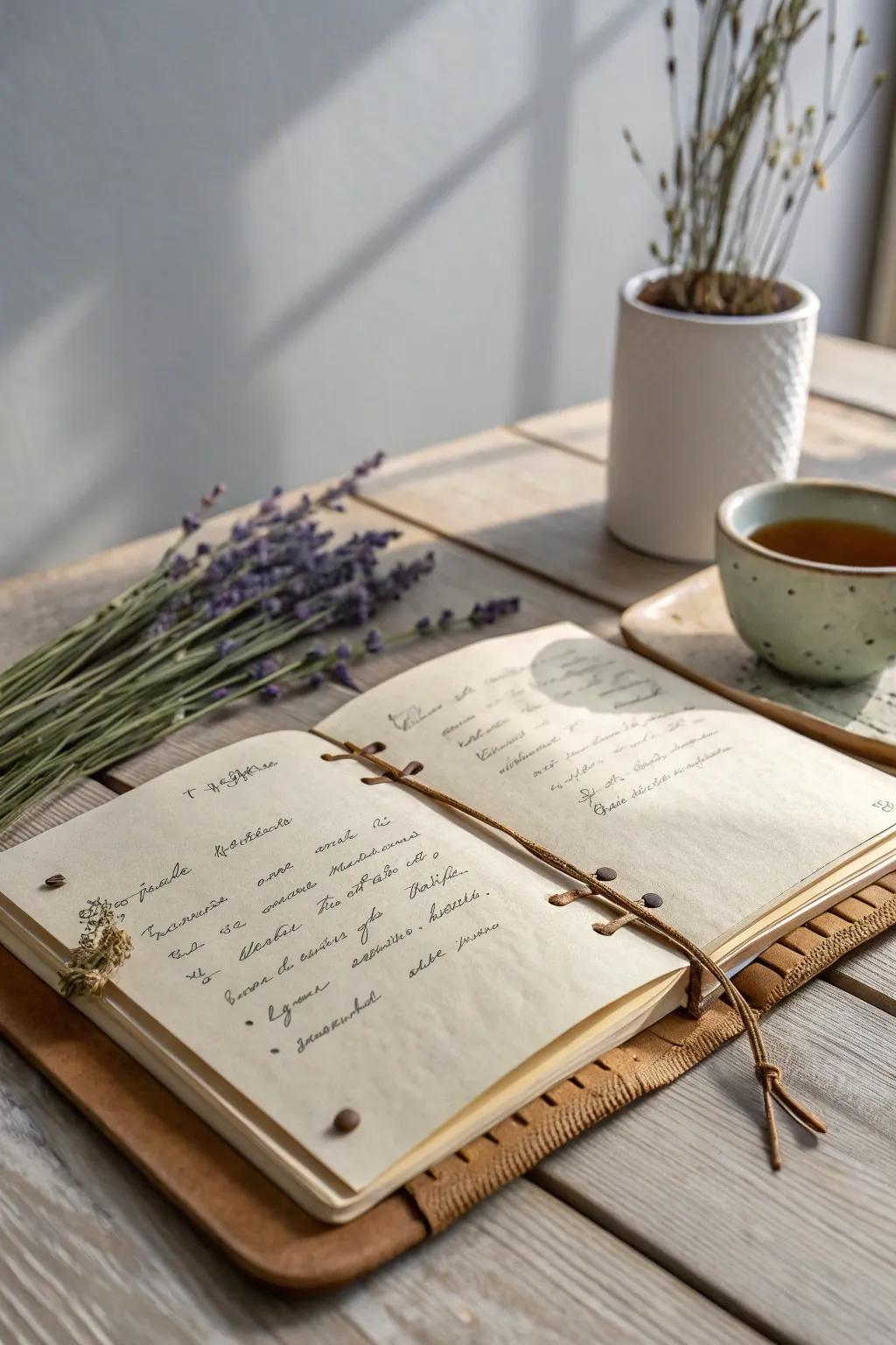 Store your thoughts using the timeless elegance of inked notes in a beautifully made diary.