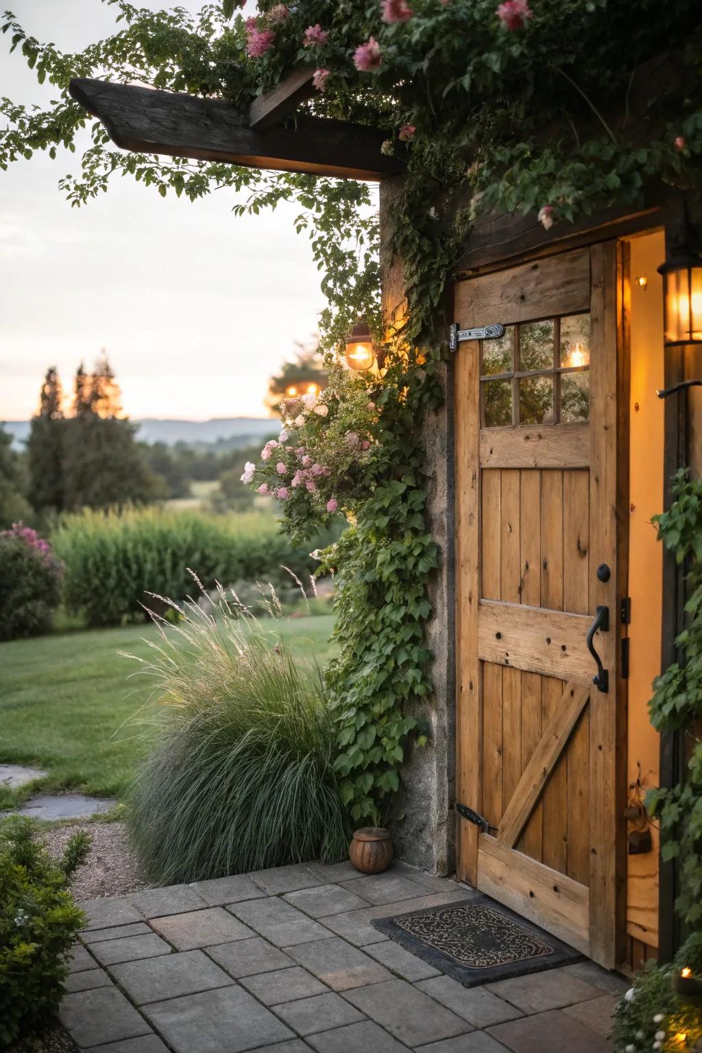 Embrace the inviting warmth of rustic design with a charming farmhouse door.