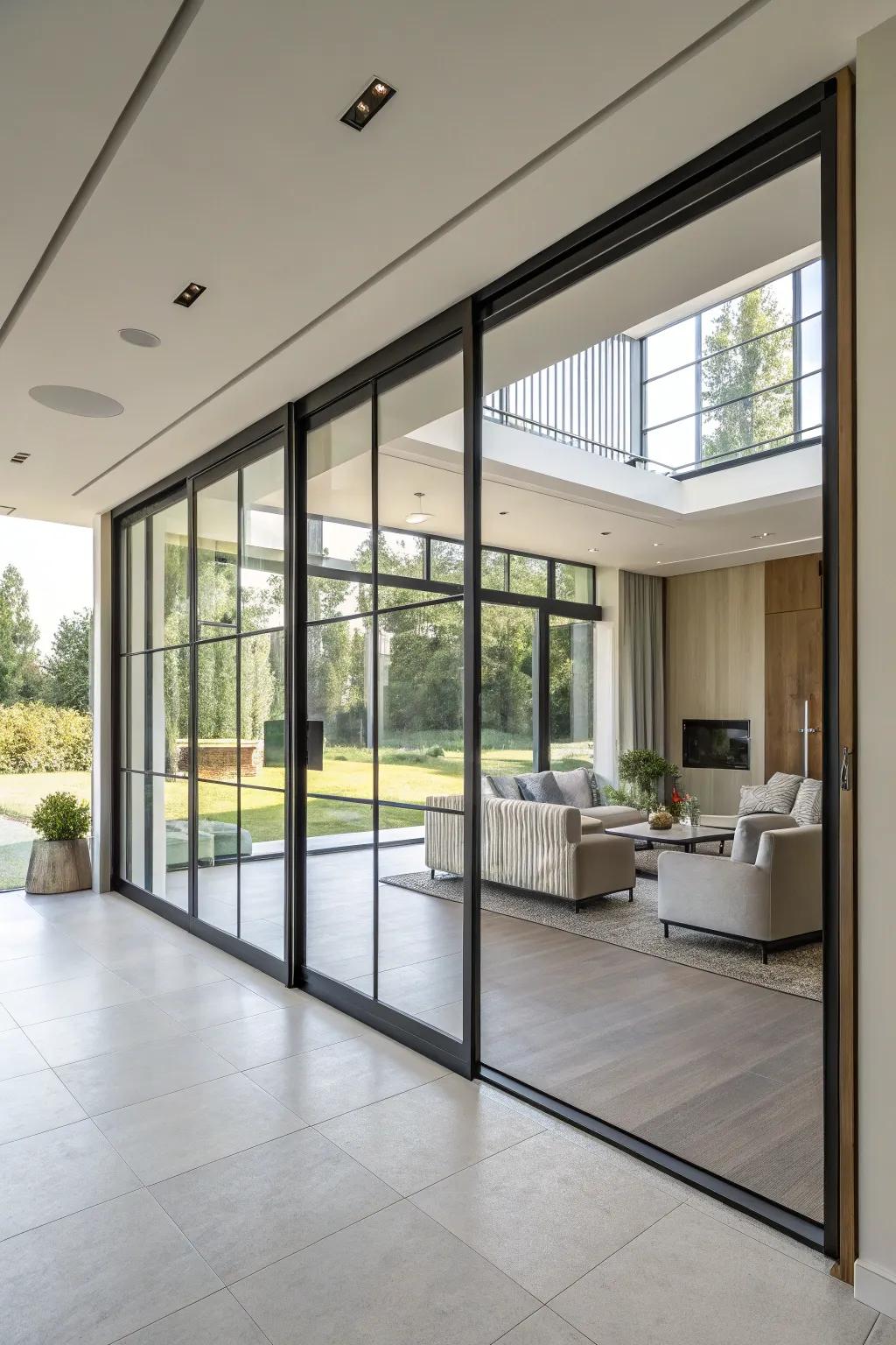 Conjure impressive entrances with extensive gliding doors.