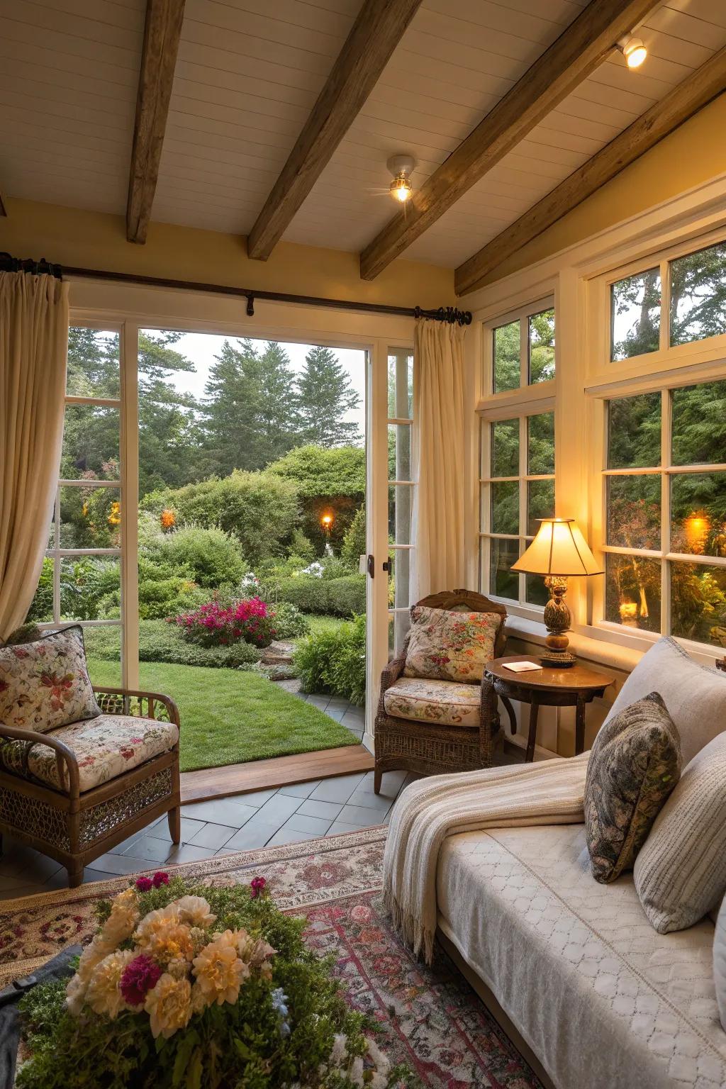 A cozy guest house that evokes the feeling of a home away from home.