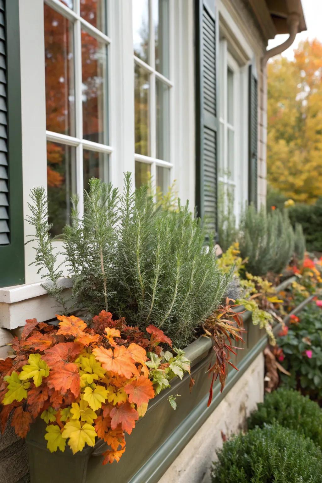 Herbs like fragrant herbs add scent and greenery.