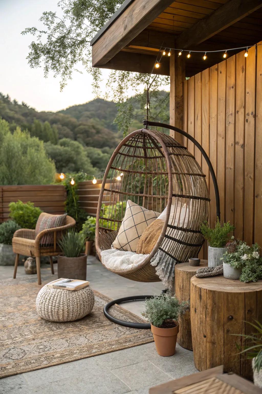 Craft a rustic getaway on your patio.