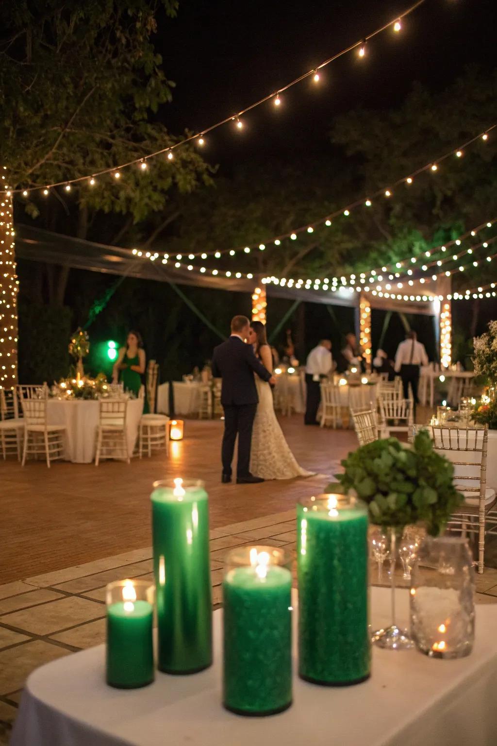 Romantic illumination featuring forest lights.