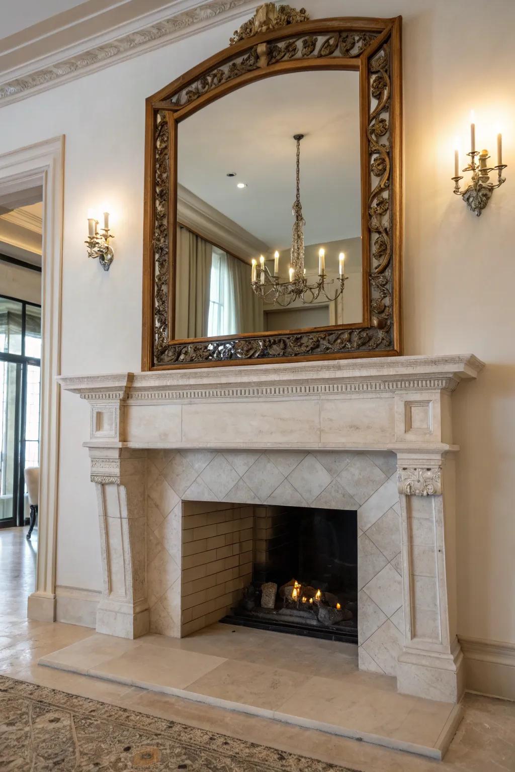 Improve radiance and space through a decorative glass positioned inside your fireplace.