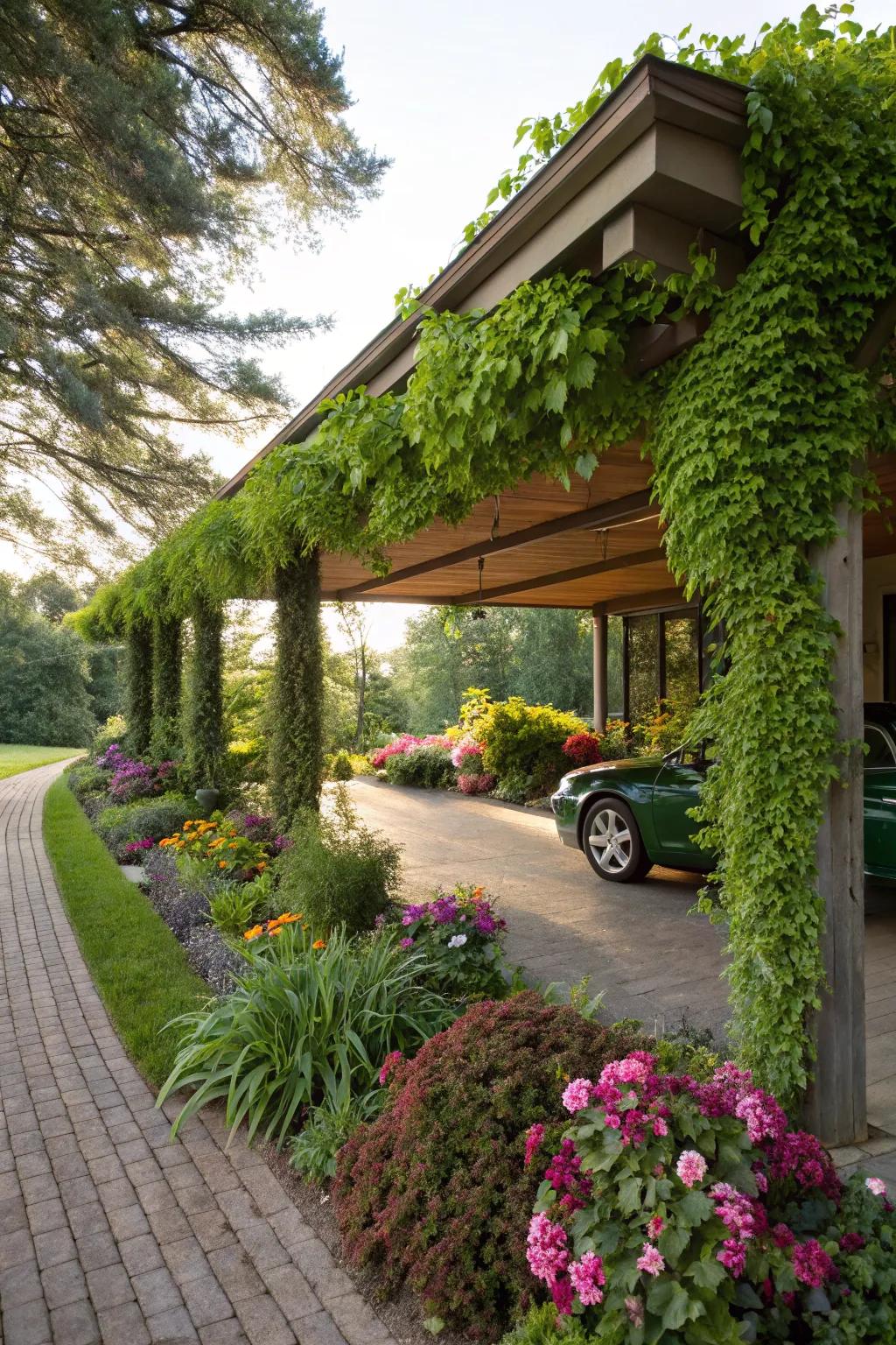 Merge your carport with nature through thoughtful landscaping.