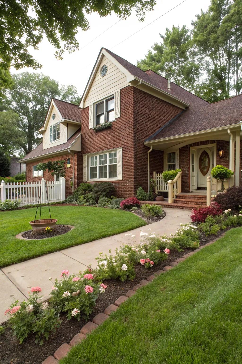Velvety sand adds warmth to deep crimson brick.