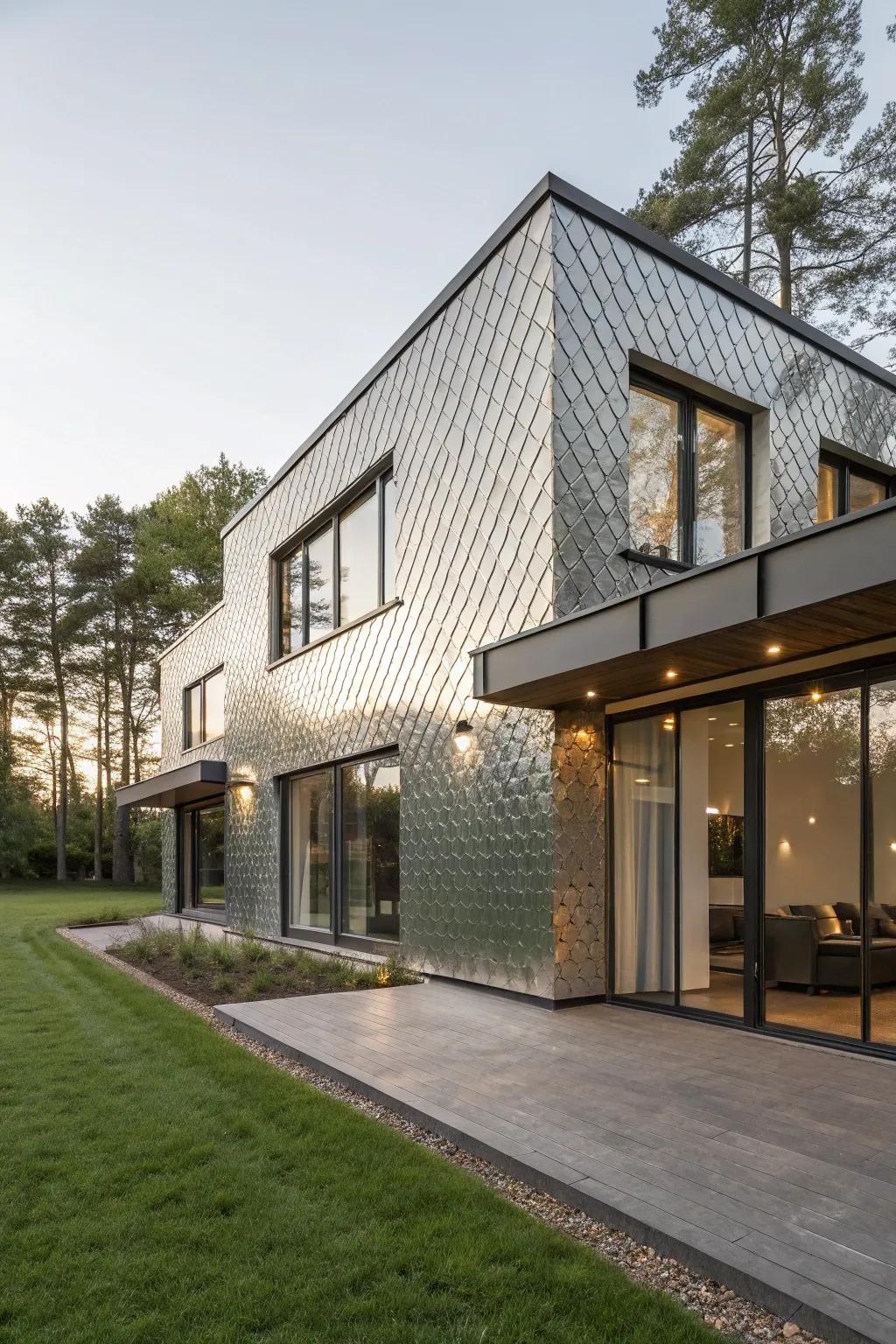 Shimmering surface cladding offers a futuristic impression.