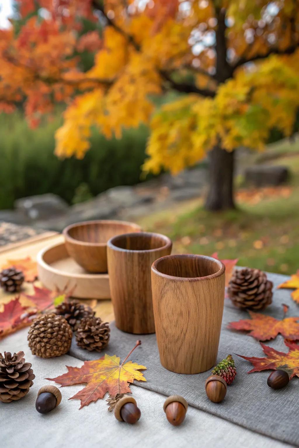 Timber cups enhancing a country charm.