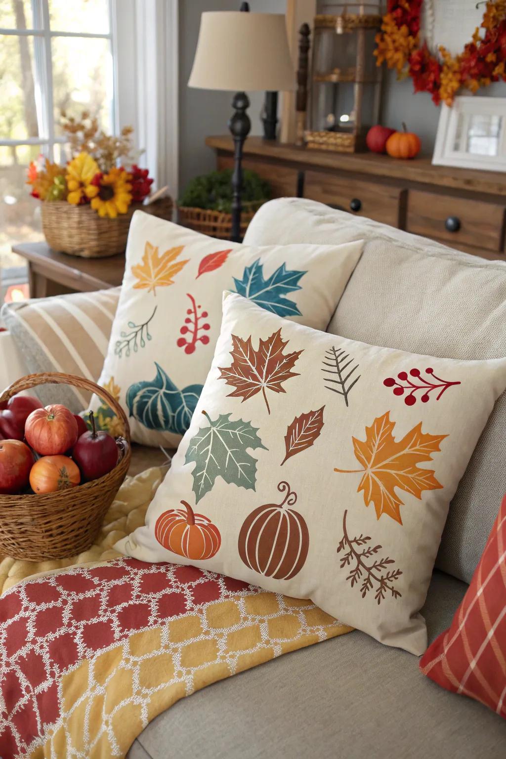 Personalize your fall decor with these DIY stenciled pillows.