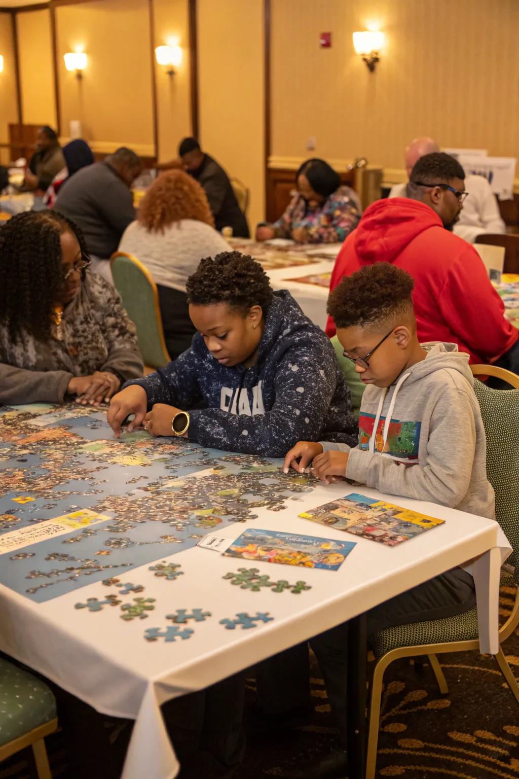 Jigsaw challenges build teamwork and inject a competitive edge into game night.