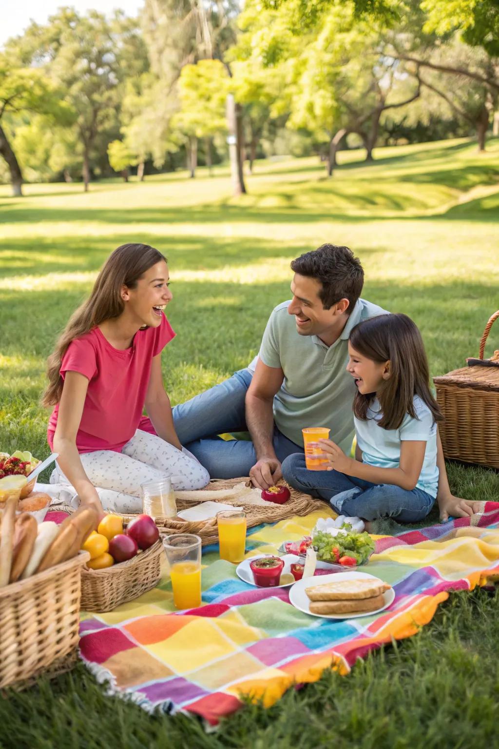 A pastoral repast is ideal for serene and joyous family pictures.
