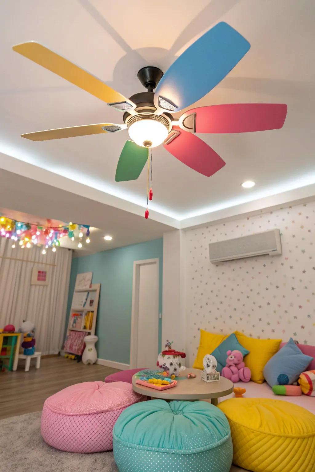 Transform any room with multi-colored fans that inspire joy and energy in your home. 🎨 #PlayfulDecor #KidsRoom