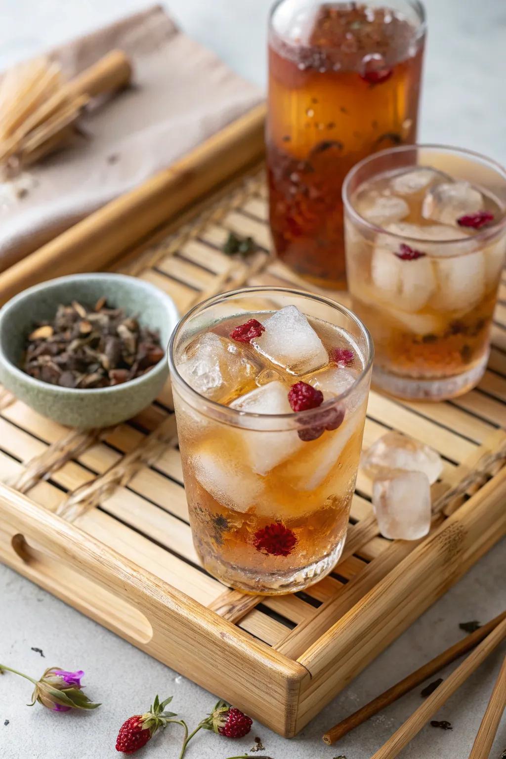 Ice with herbal tea infusion.