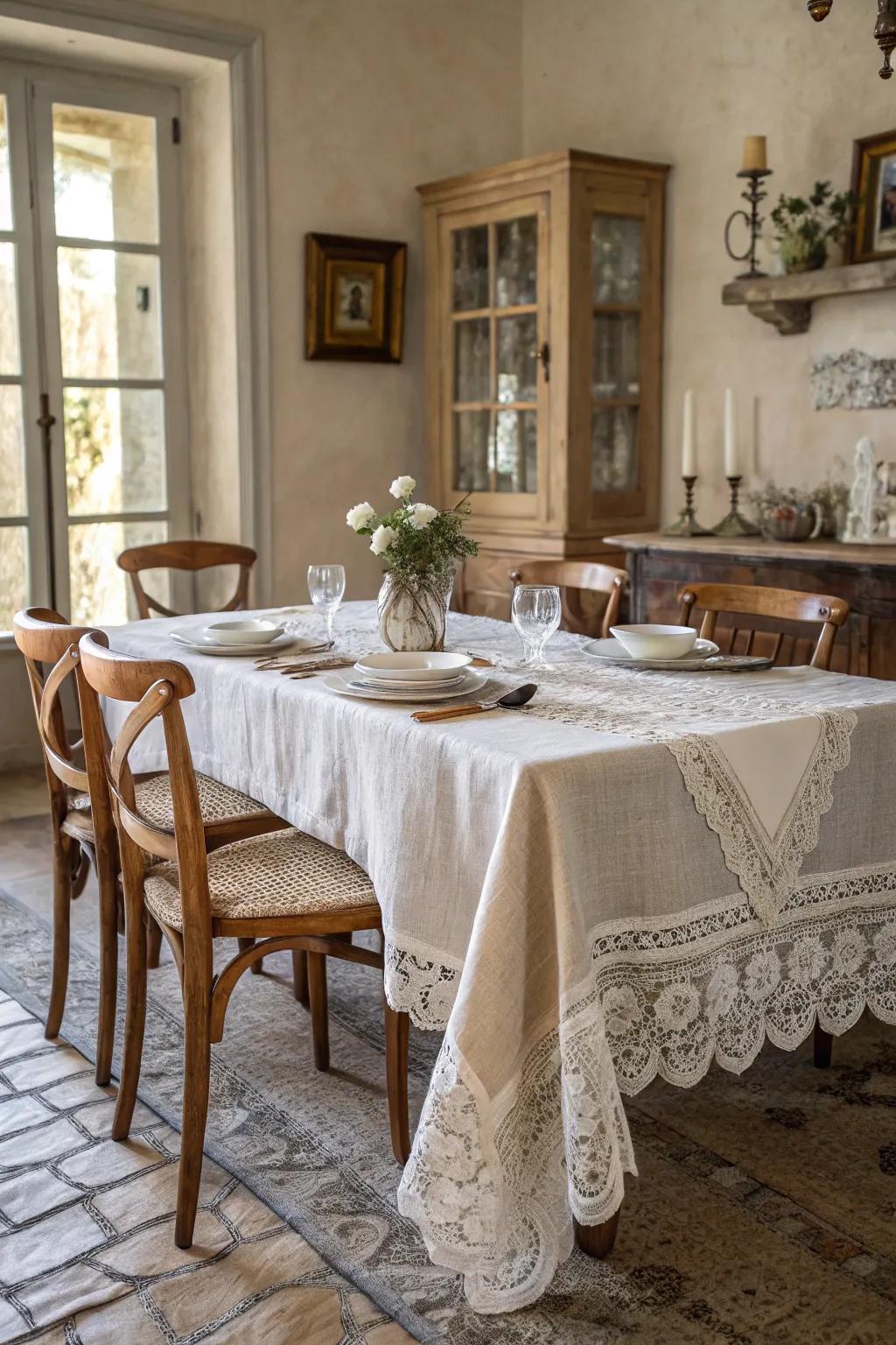 Soft fabrics add warmth and coziness to the dining space.