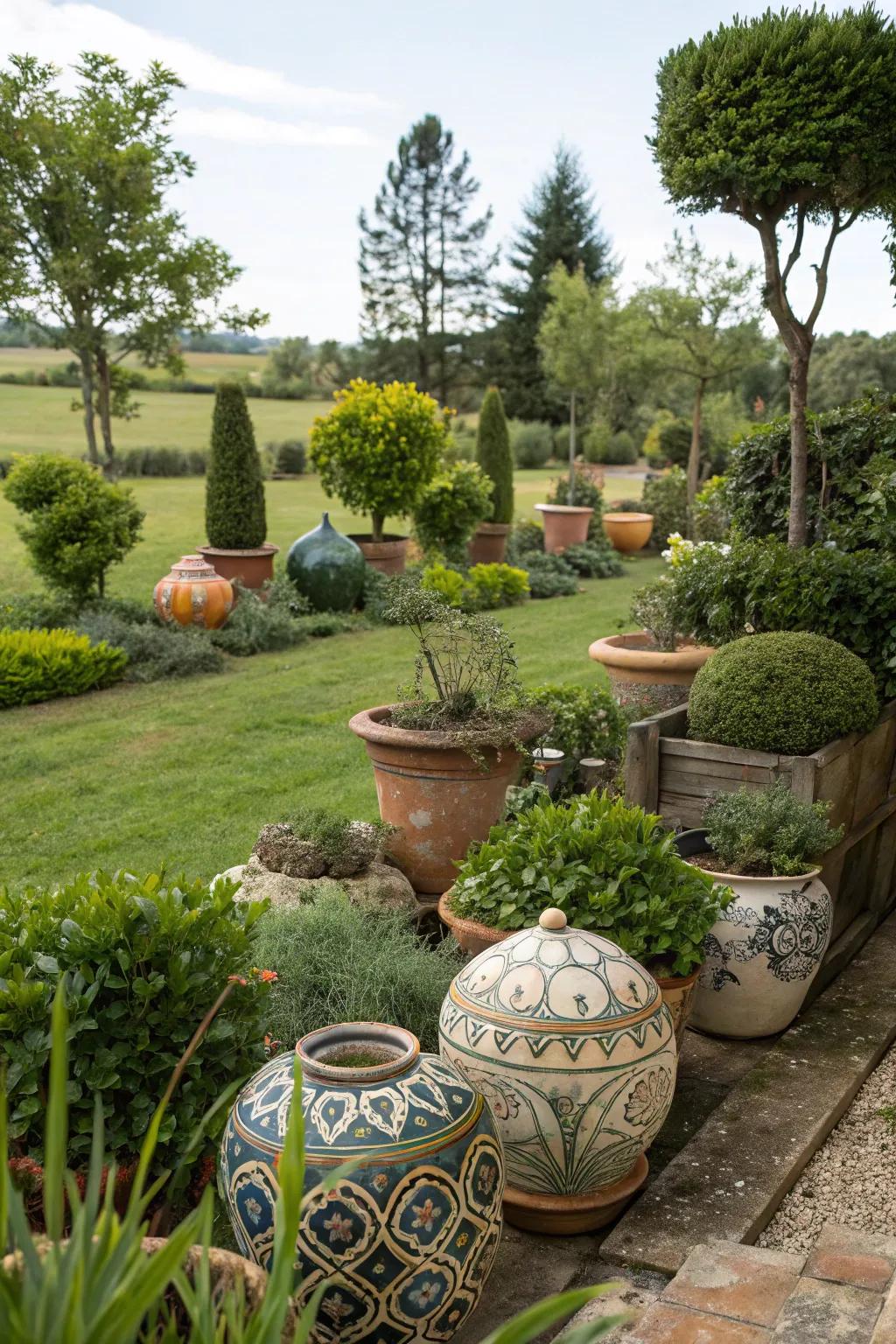 Garden decor adds character and charm.